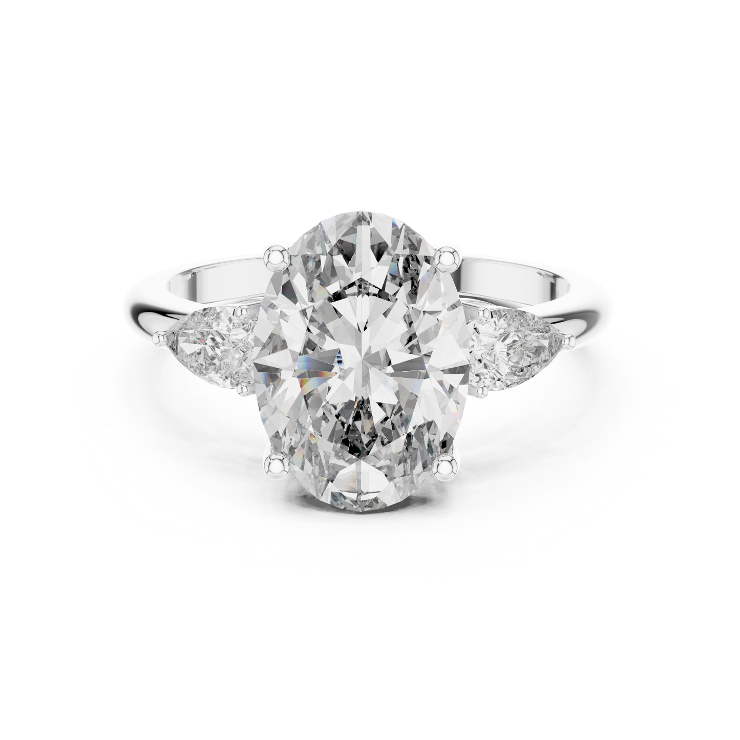 Romantic Oval Cut Three-Stone Diamond Ring