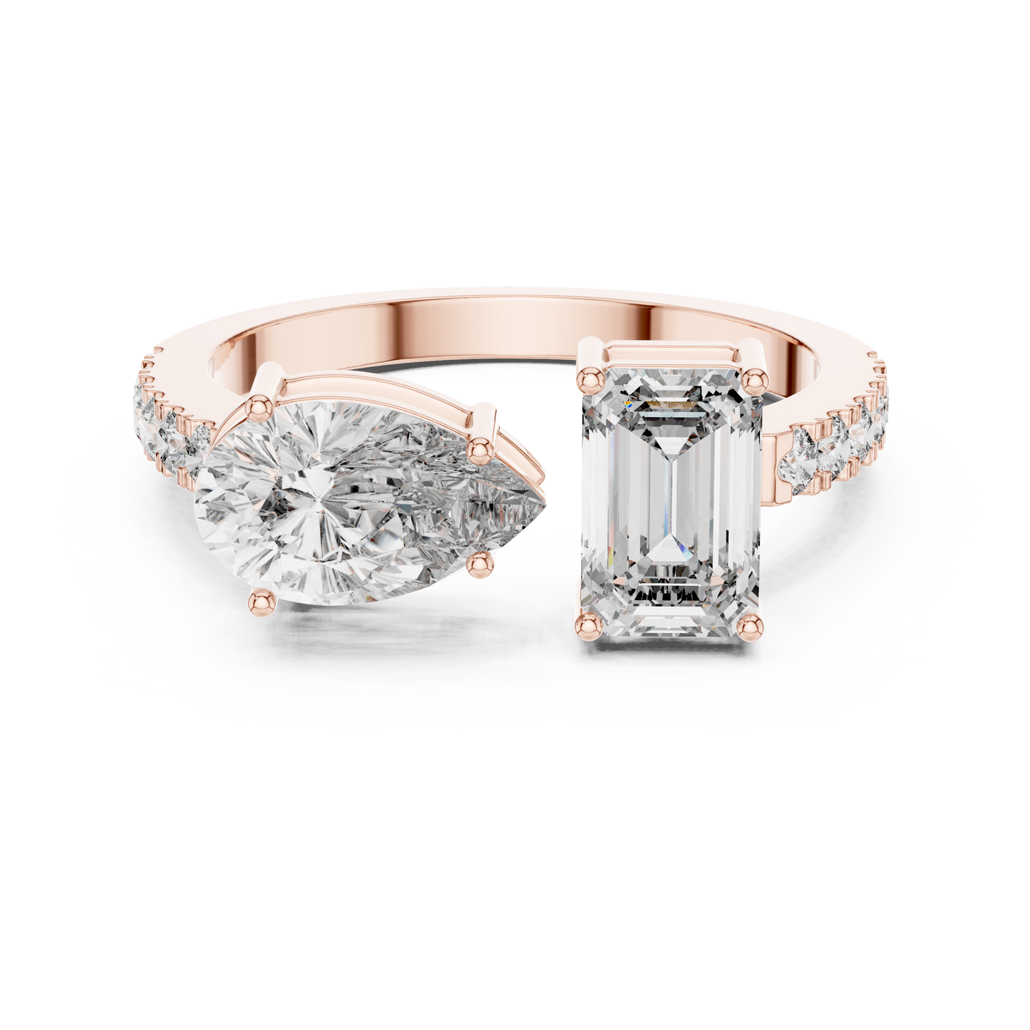 Toi et Moi Pear and Emerald Diamond Ring