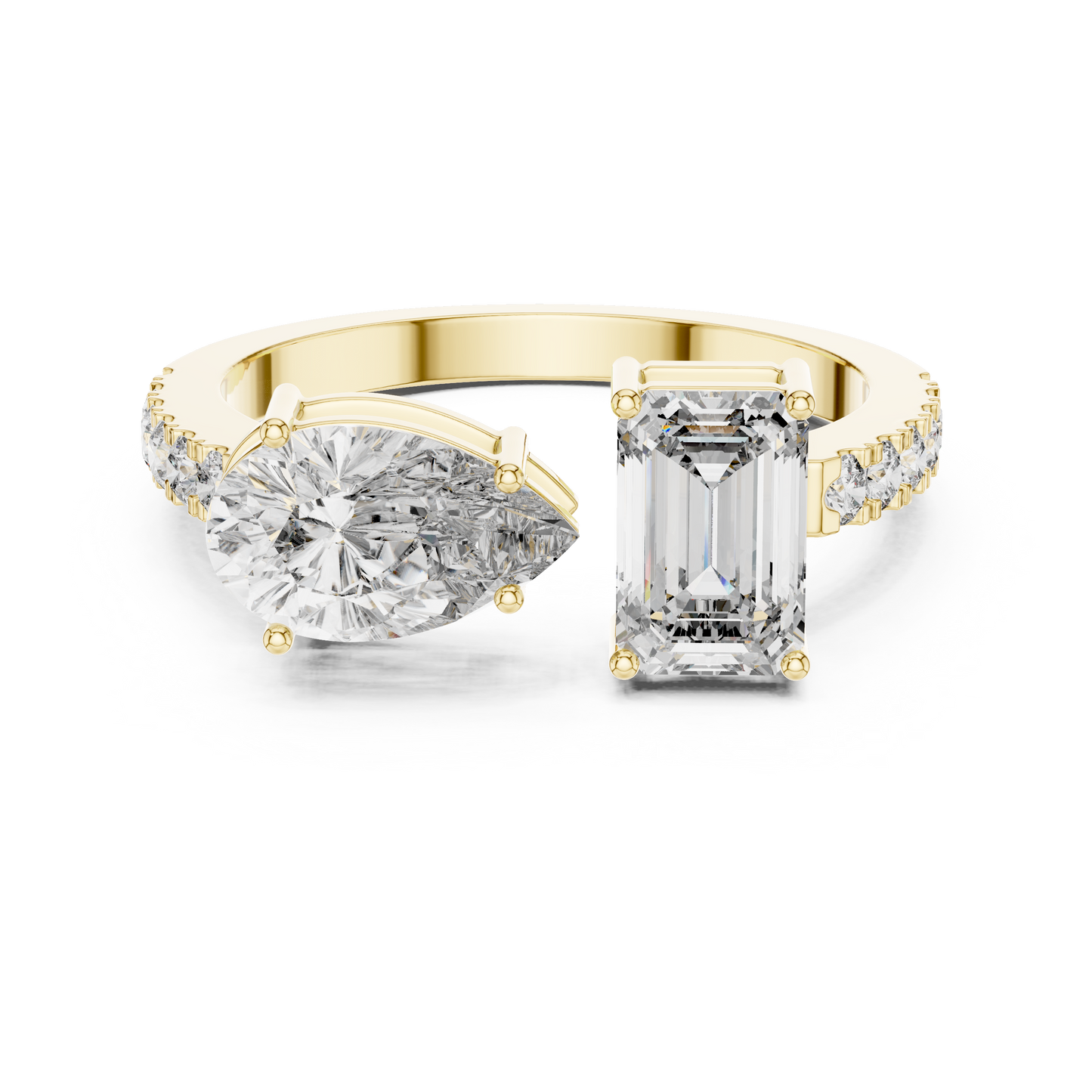 Toi et Moi Pear and Emerald Diamond Ring