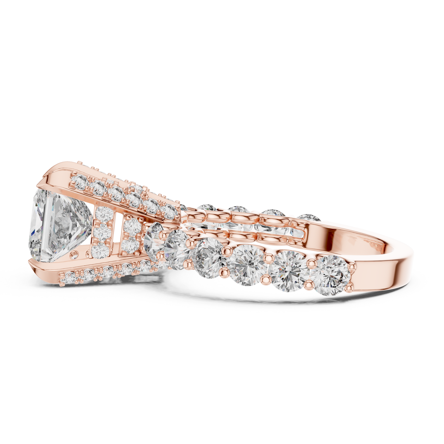 Luxurious Princess Diamond Ring with Encrusted Basket