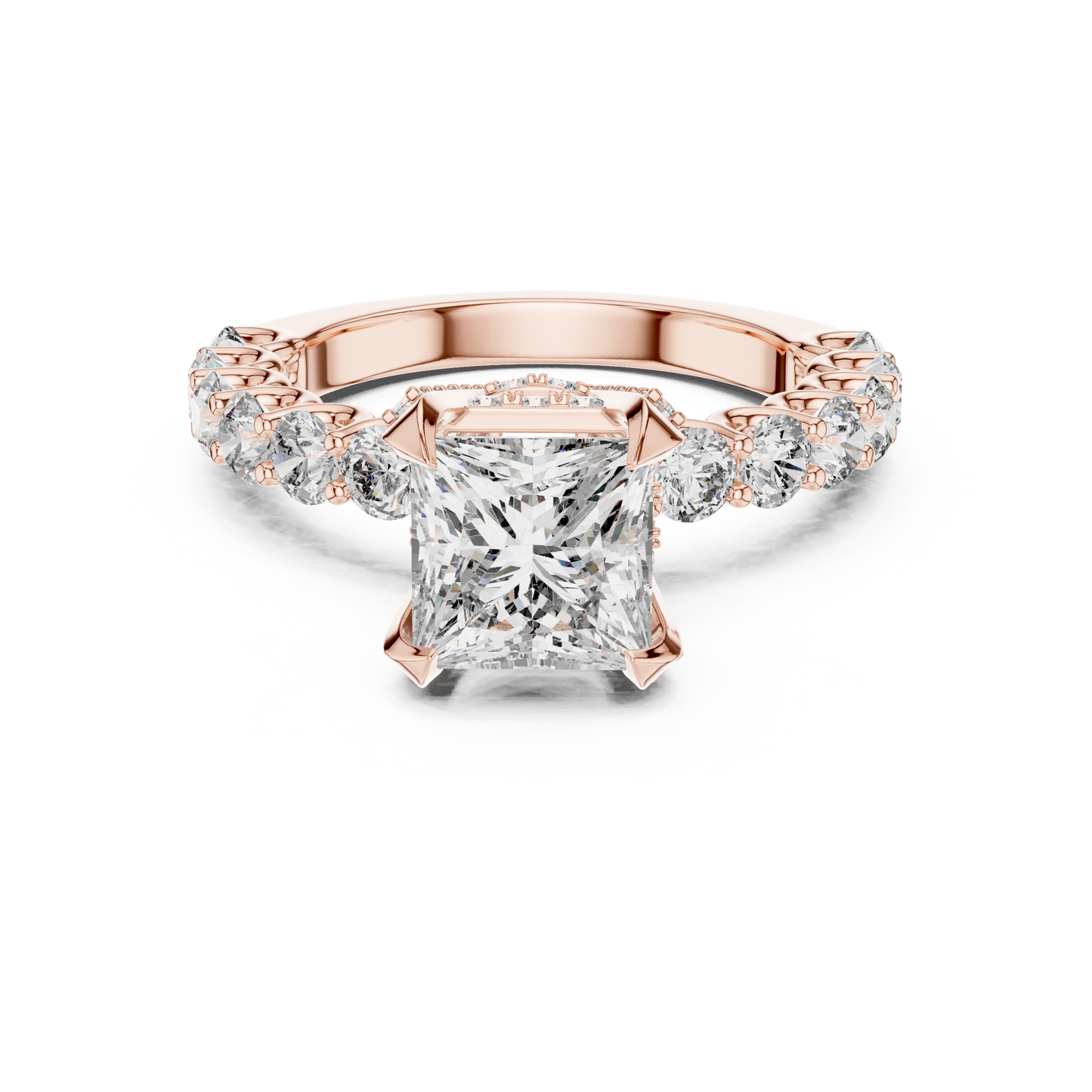 Luxurious Princess Diamond Ring with Encrusted Basket