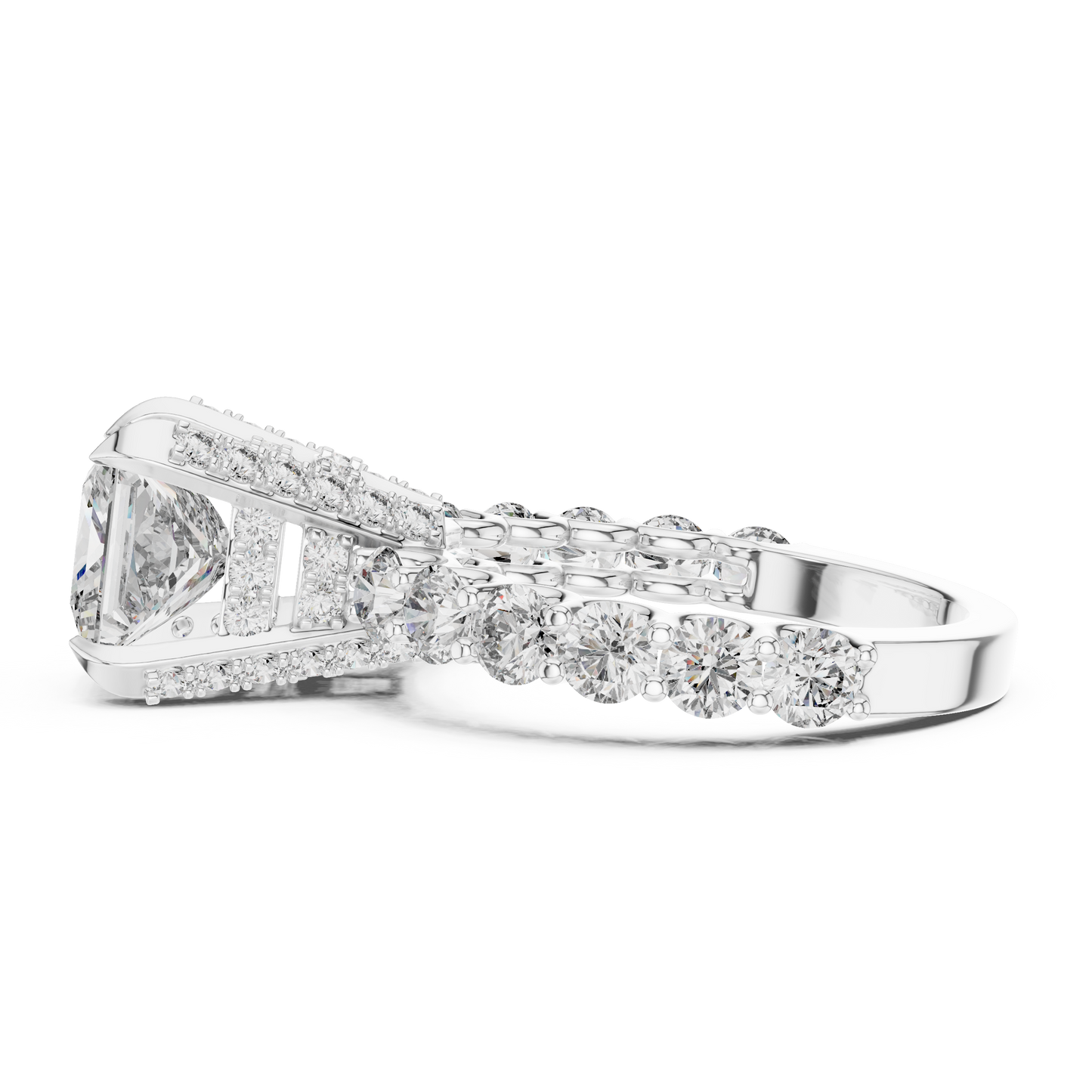 Luxurious Princess Diamond Ring with Encrusted Basket