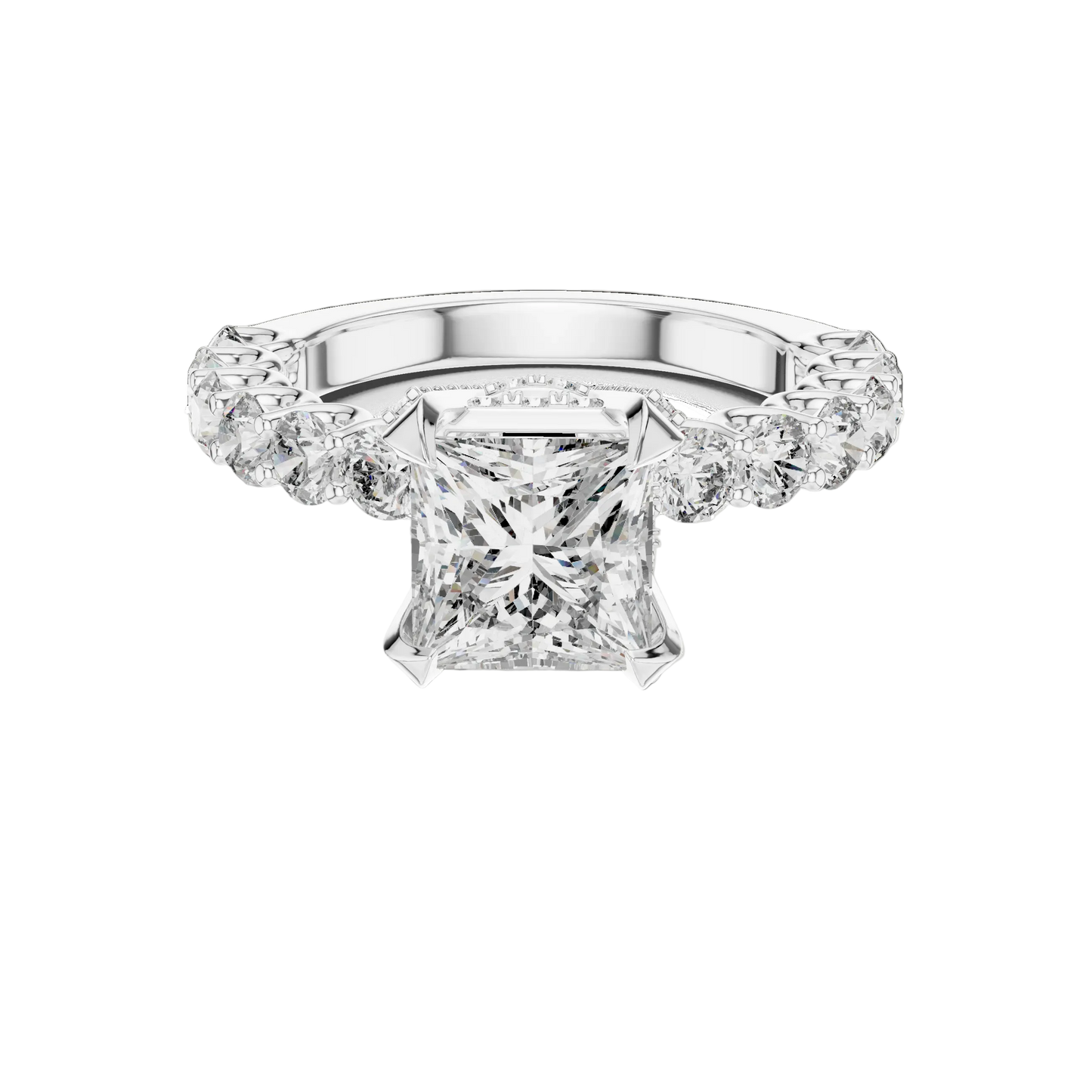Luxurious Princess Diamond Ring with Encrusted Basket
