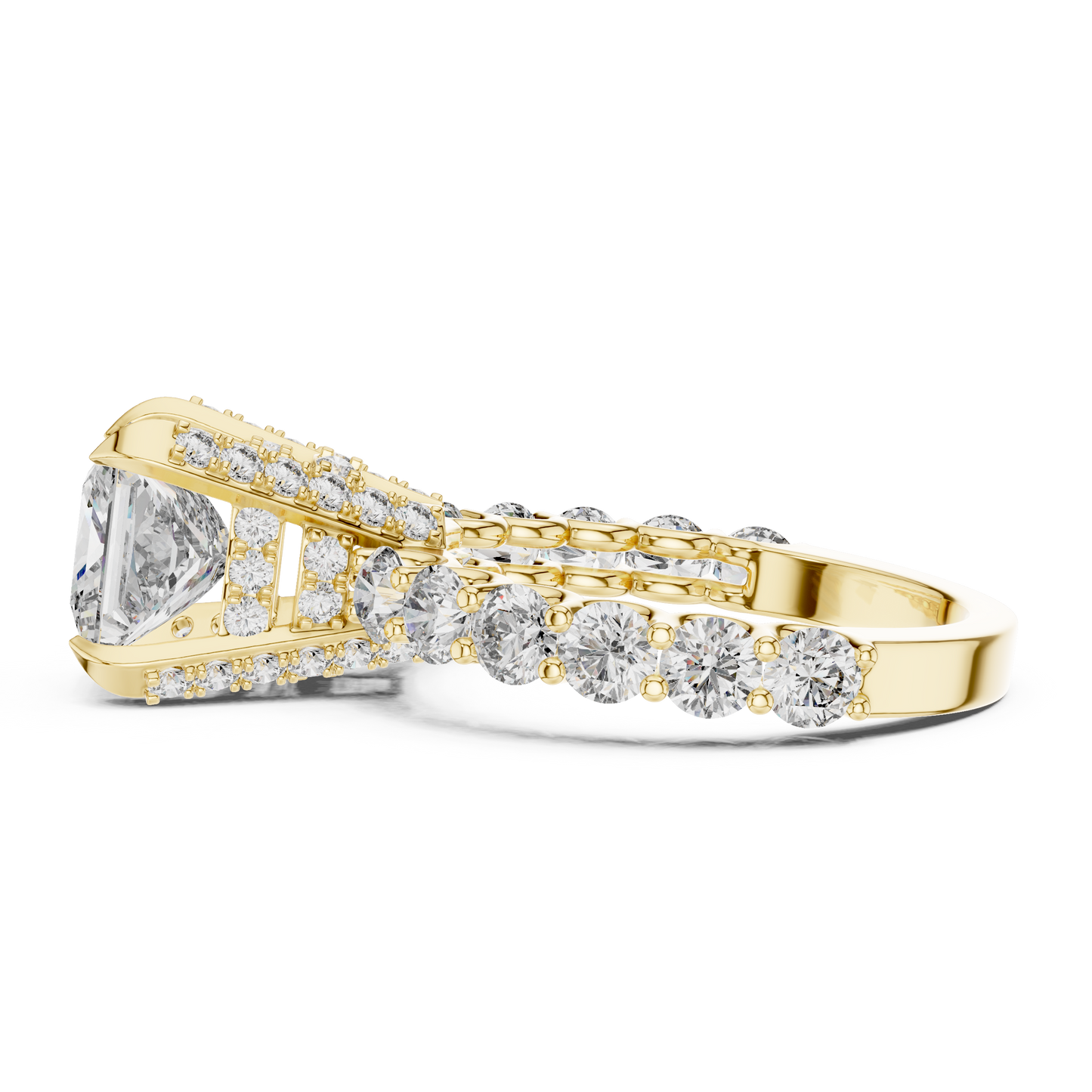 Luxurious Princess Diamond Ring with Encrusted Basket