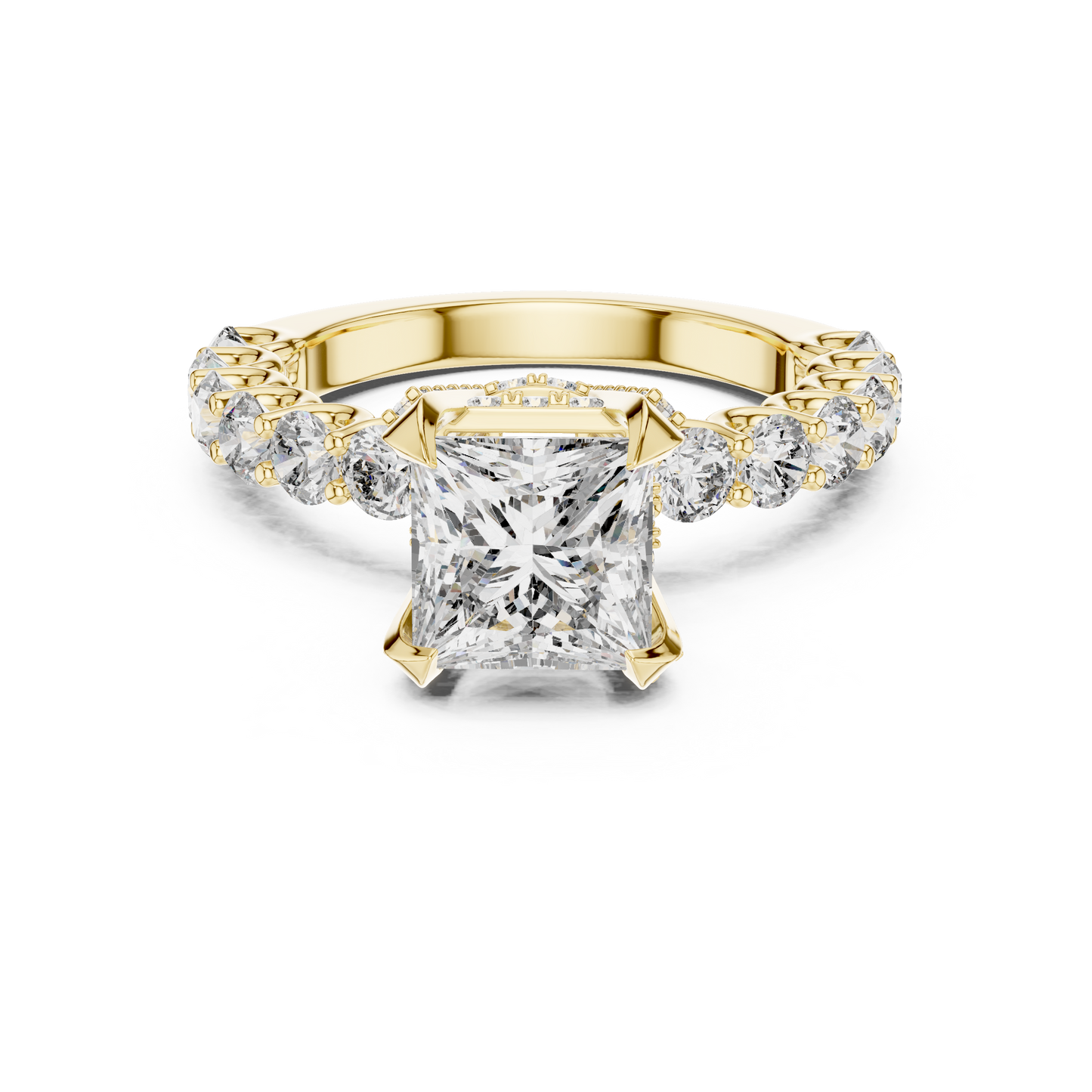 Luxurious Princess Diamond Ring with Encrusted Basket