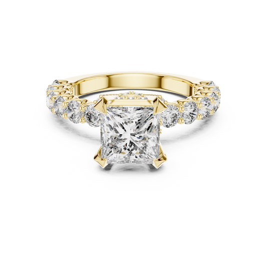 Luxurious Princess Diamond Ring with Encrusted Basket