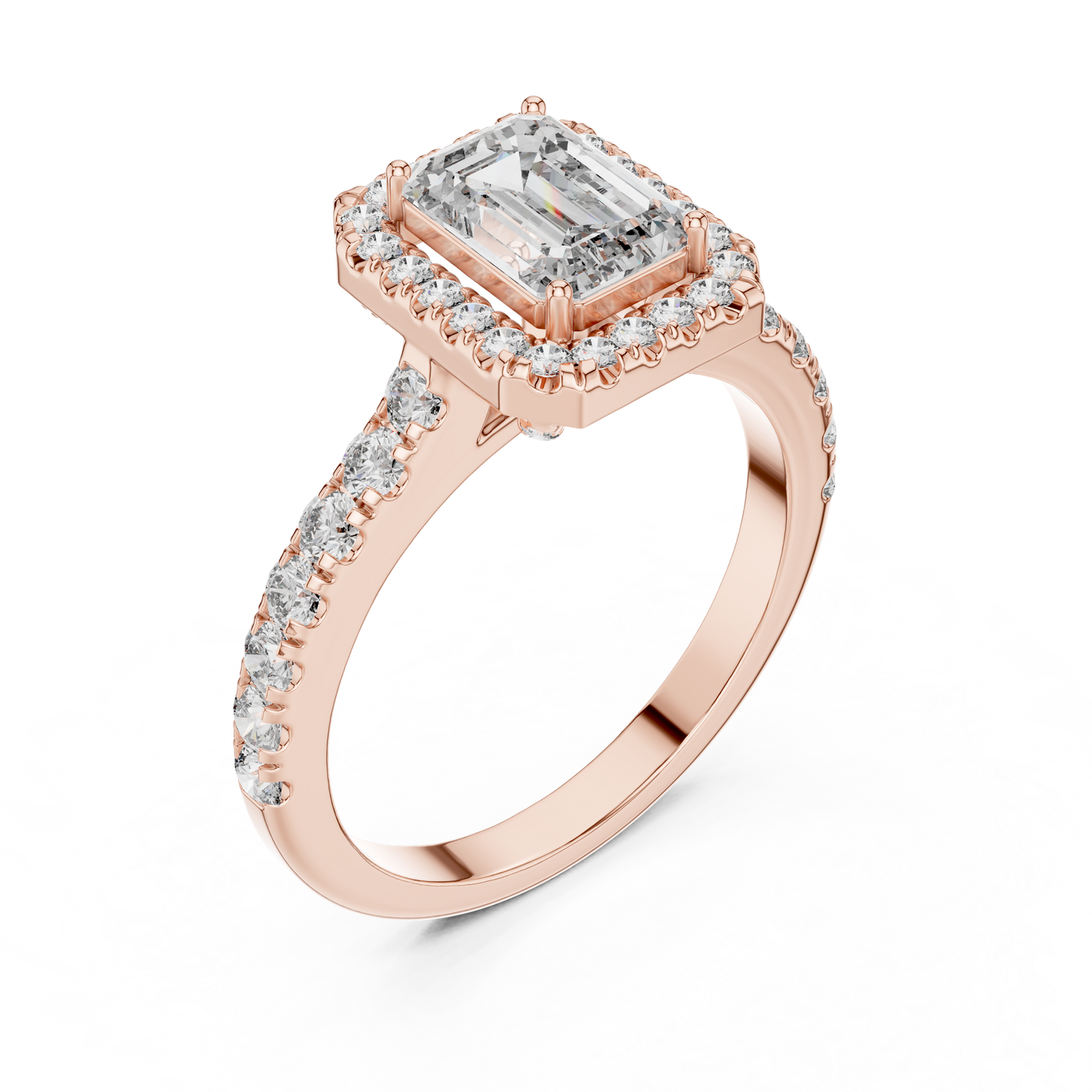 1.00 Carat Emerald Center Halo Diamond Ring (1.66 CTW)
