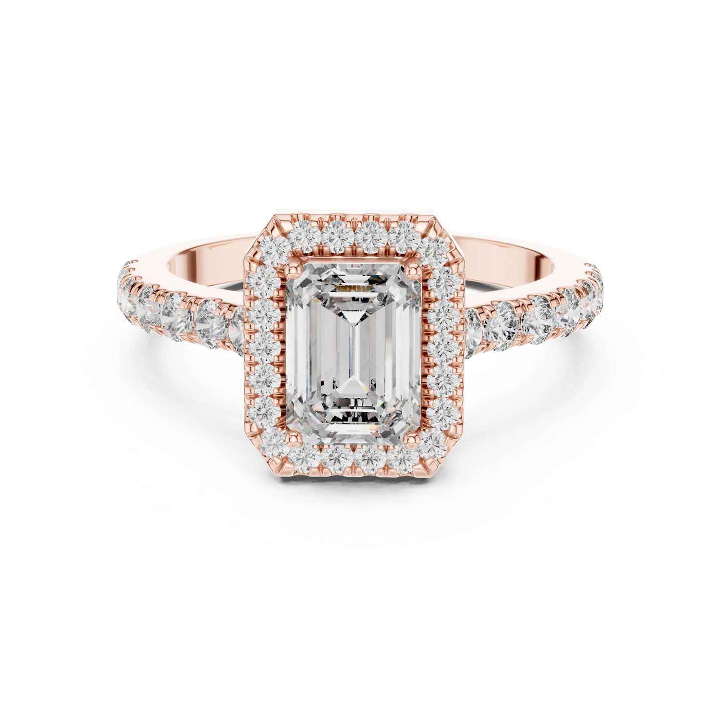 1.00 Carat Emerald Center Halo Diamond Ring (1.66 CTW)