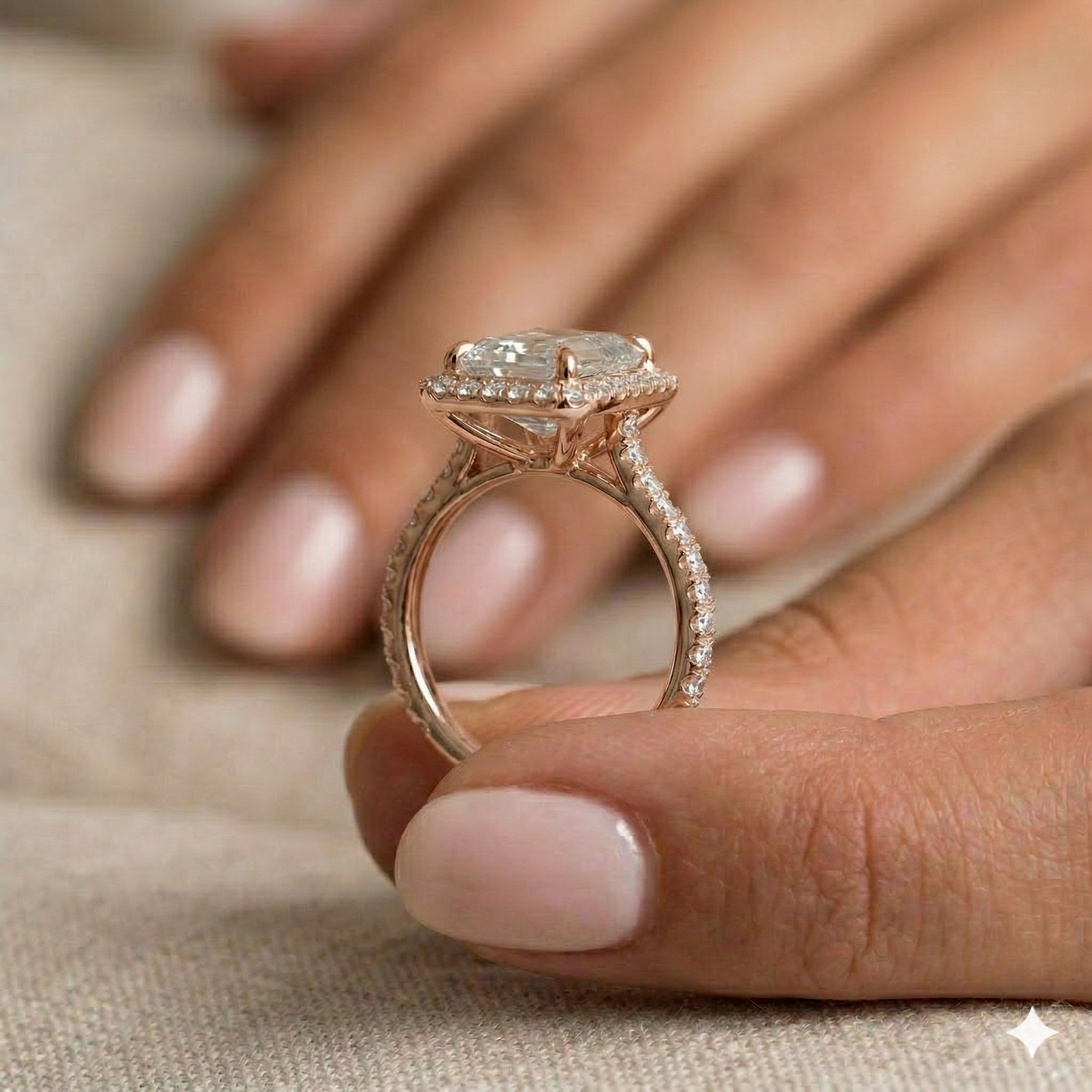 1.00 Carat Emerald Center Halo Diamond Ring (1.66 CTW)