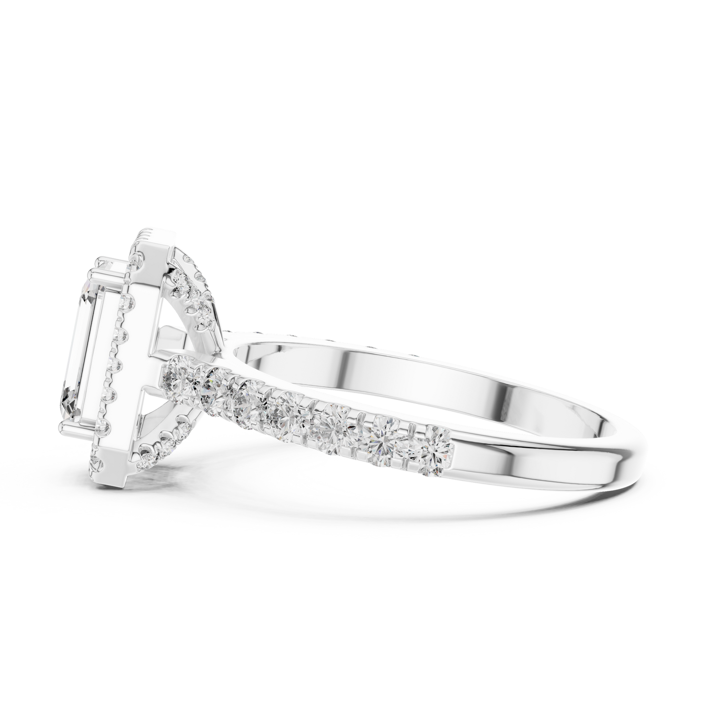 1.00 Carat Emerald Center Halo Diamond Ring (1.66 CTW)