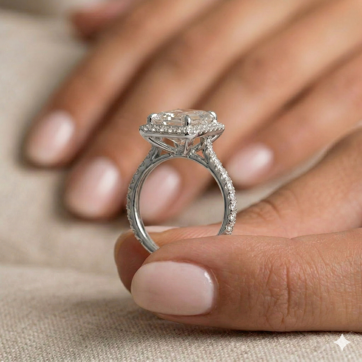 1.00 Carat Emerald Center Halo Diamond Ring (1.66 CTW)