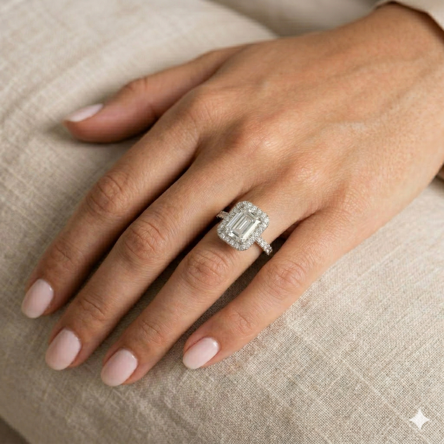 1.00 Carat Emerald Center Halo Diamond Ring (1.66 CTW)
