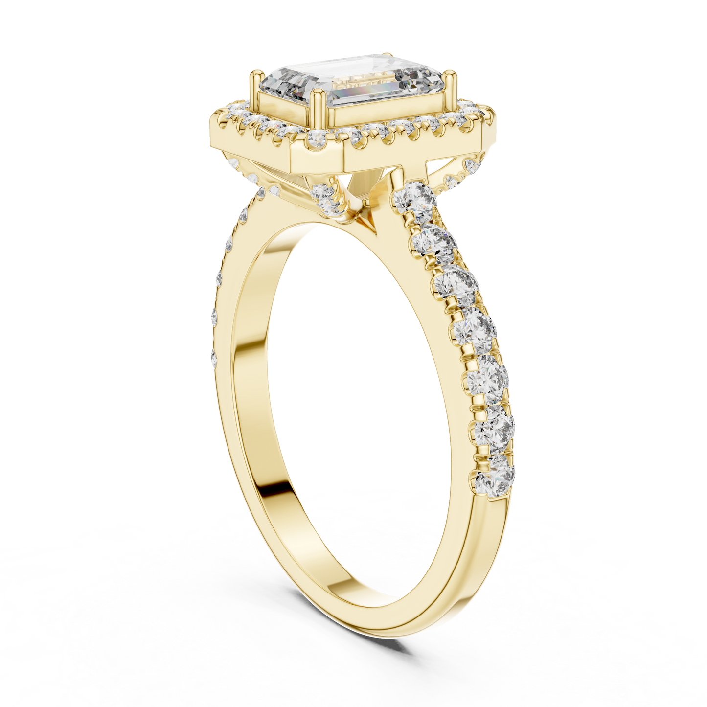 1.00 Carat Emerald Center Halo Diamond Ring (1.66 CTW)