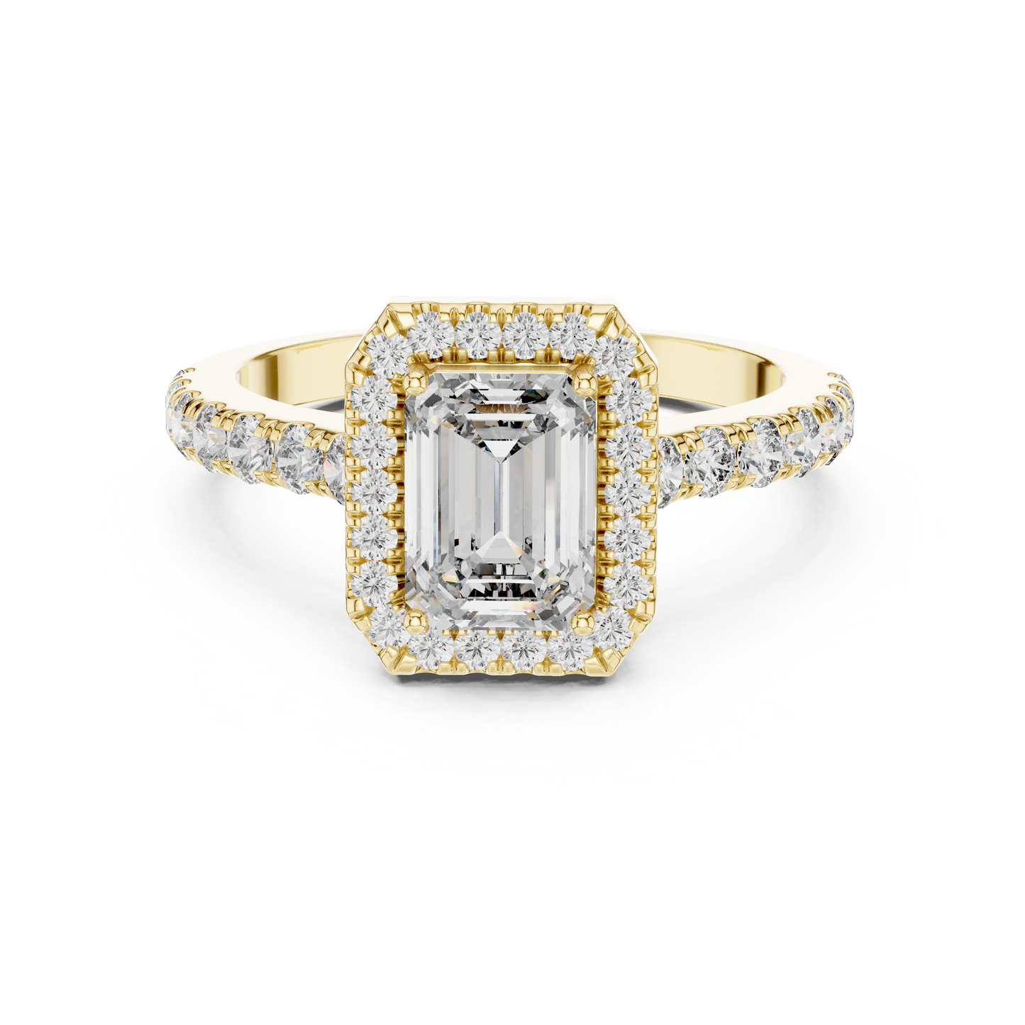 1.00 Carat Emerald Center Halo Diamond Ring (1.66 CTW)