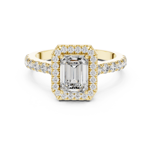 1.00 Carat Emerald Center Halo Diamond Ring (1.66 CTW)