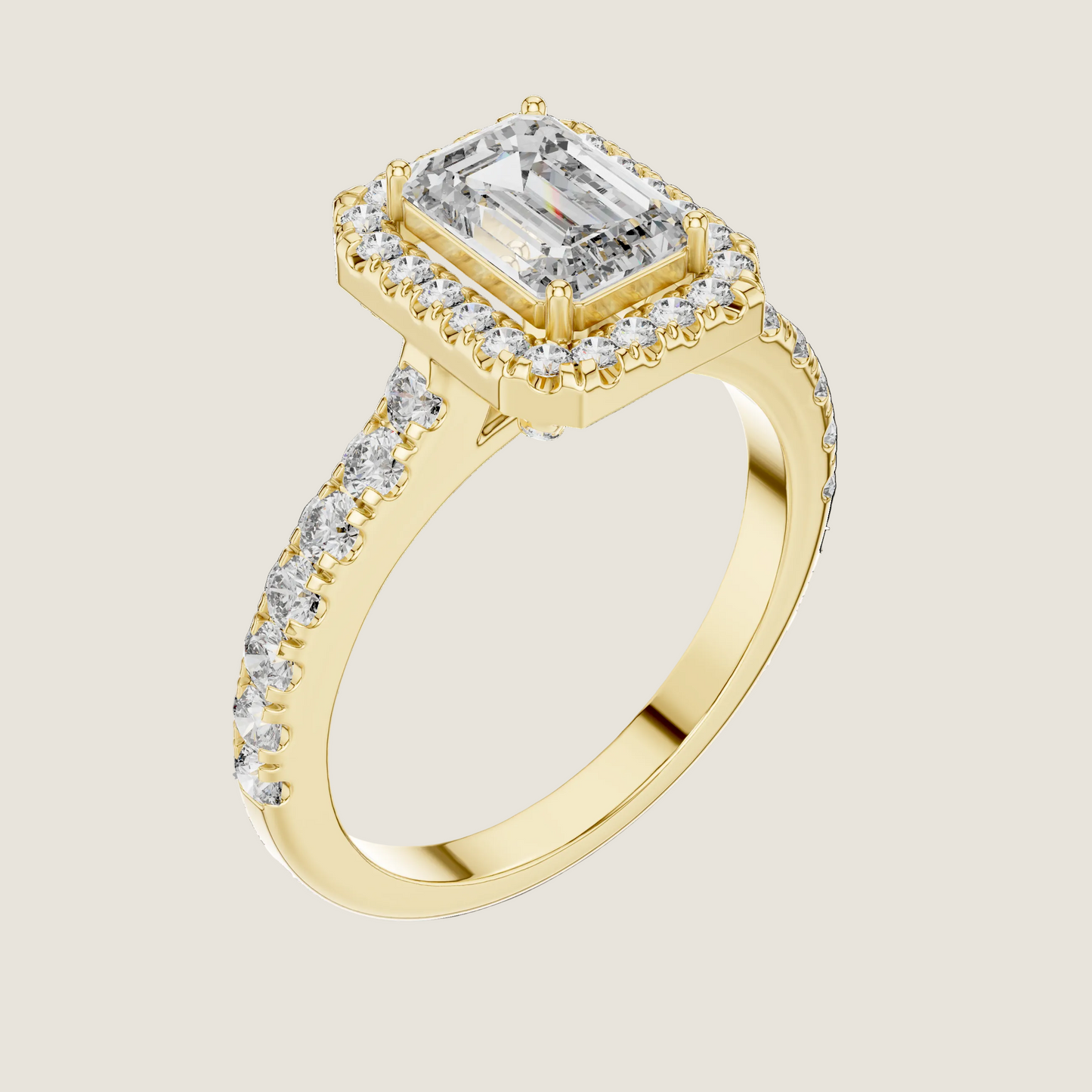 1.00 Carat Emerald Center Halo Diamond Ring (1.66 CTW)