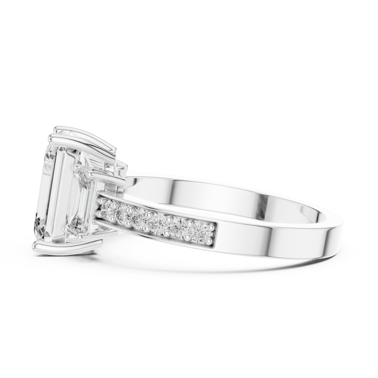 2.00 Carat Emerald Three-Stone Ring with Accent Band (2.66 CTW)