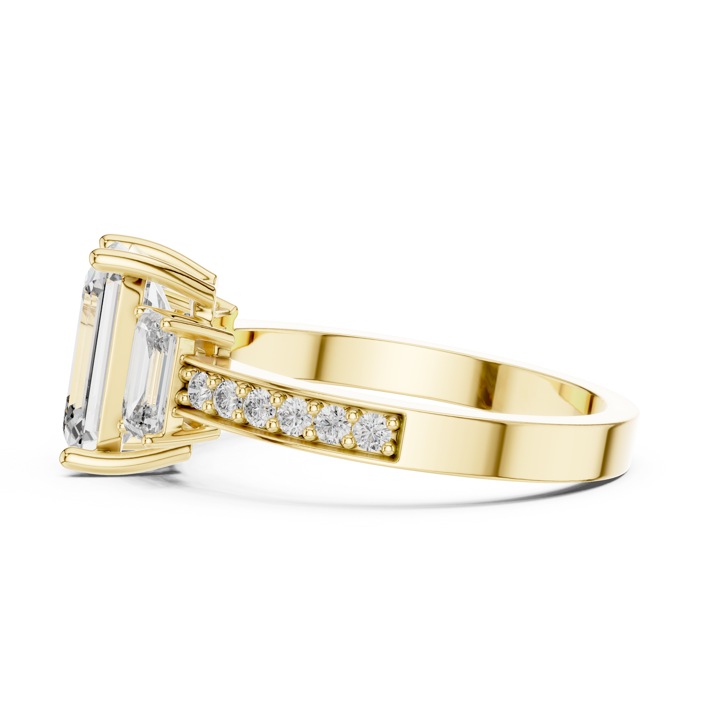 2.00 Carat Emerald Three-Stone Ring with Accent Band (2.66 CTW)