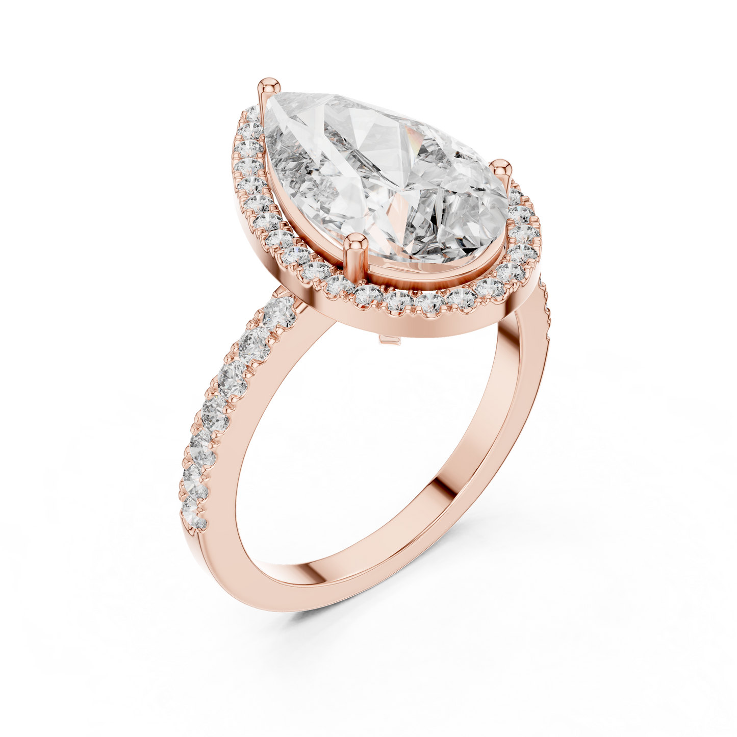 Glamorous 4.47 CTW Pear Cut Halo Diamond Ring