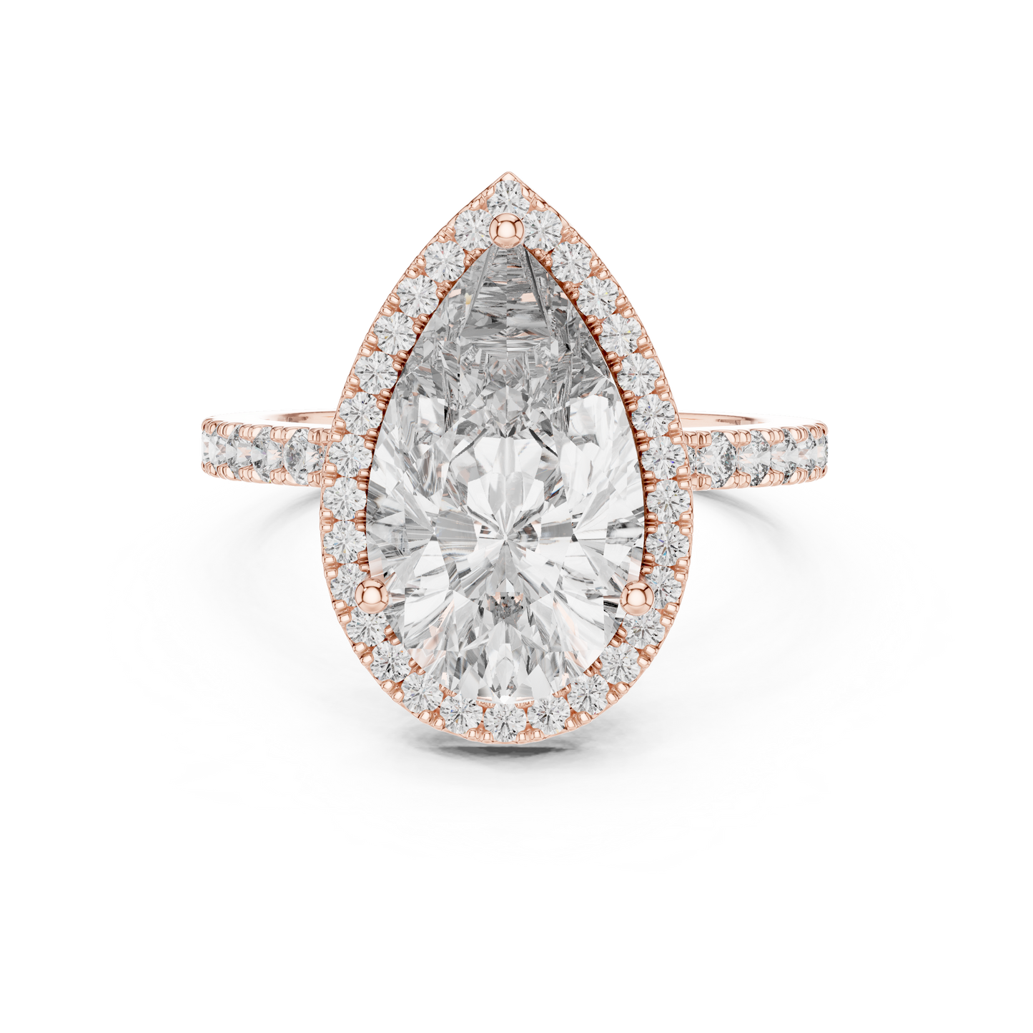 Glamorous 4.47 CTW Pear Cut Halo Diamond Ring