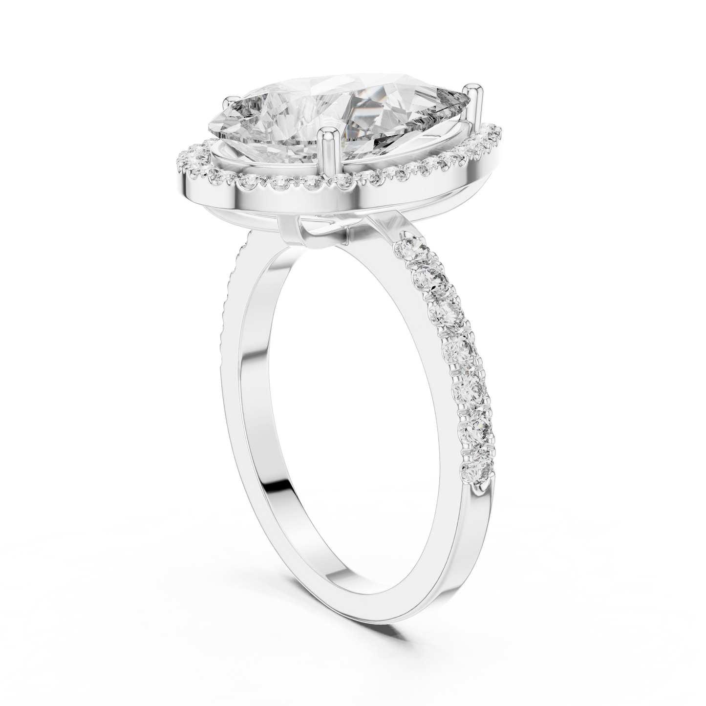 Glamorous 4.47 CTW Pear Cut Halo Diamond Ring