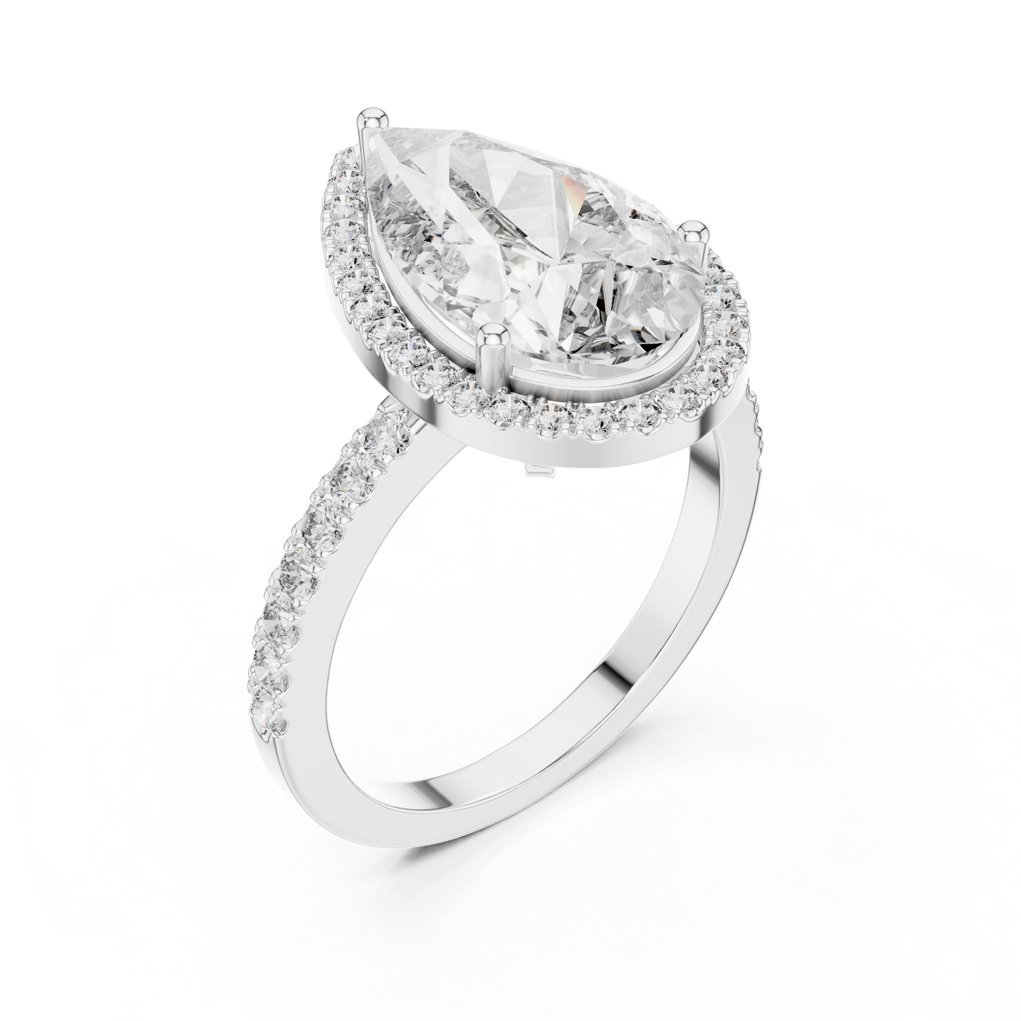 Glamorous 4.47 CTW Pear Cut Halo Diamond Ring