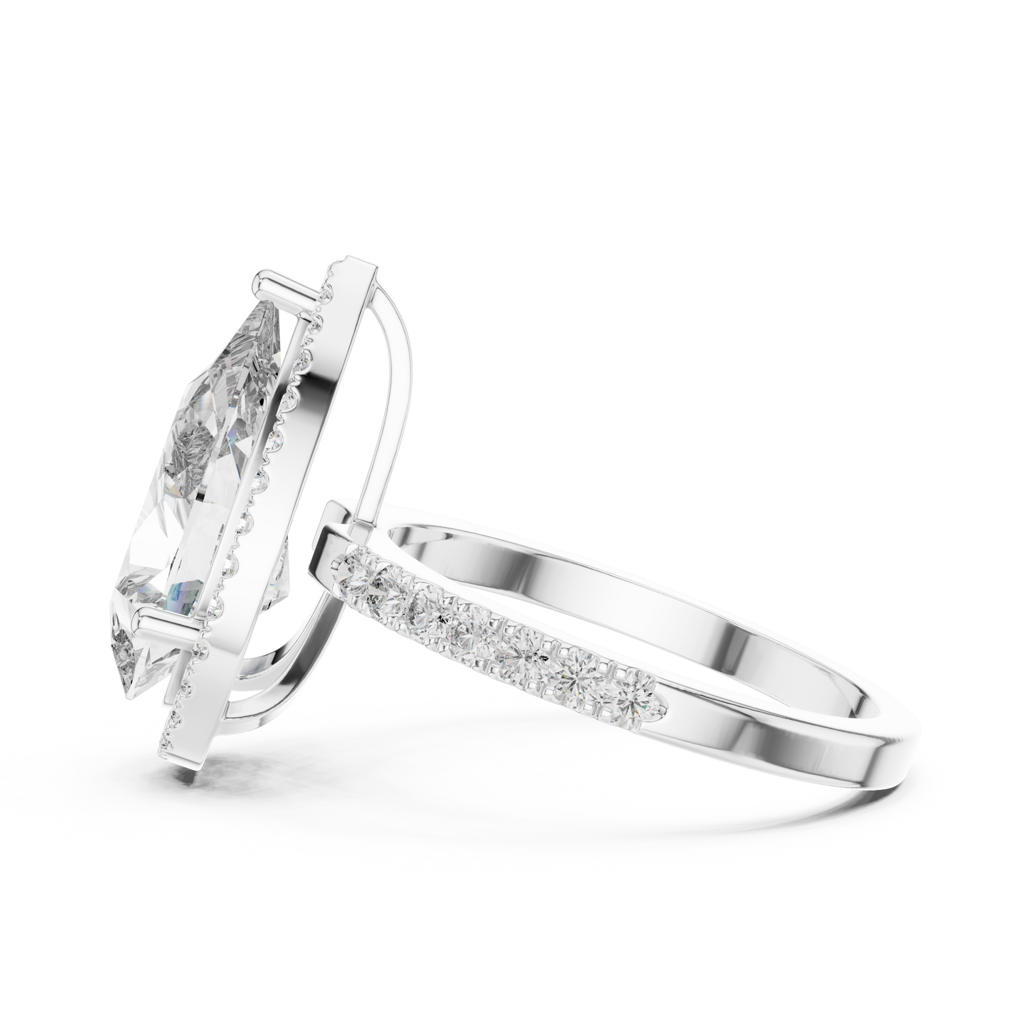 Glamorous 4.47 CTW Pear Cut Halo Diamond Ring