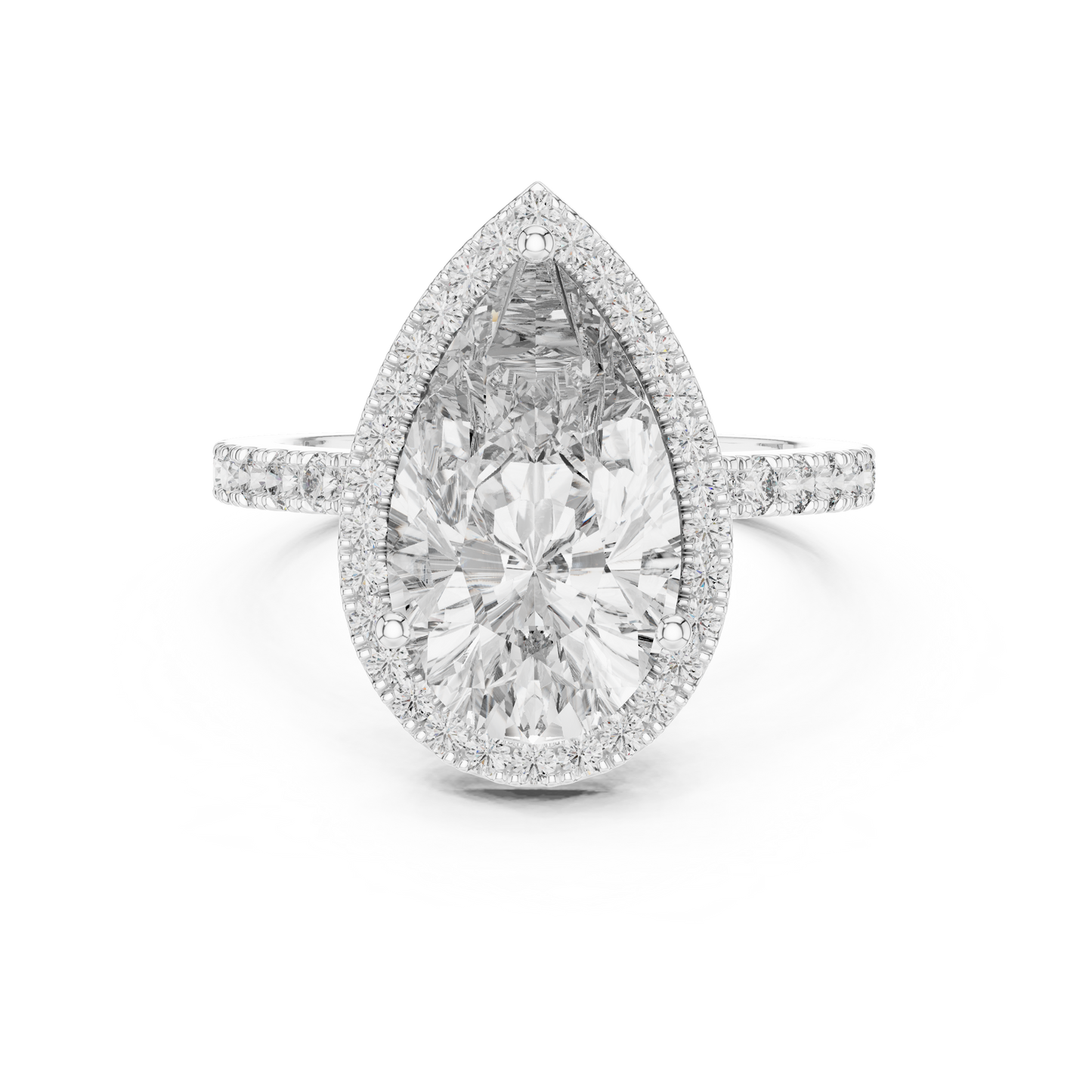 Glamorous 4.47 CTW Pear Cut Halo Diamond Ring