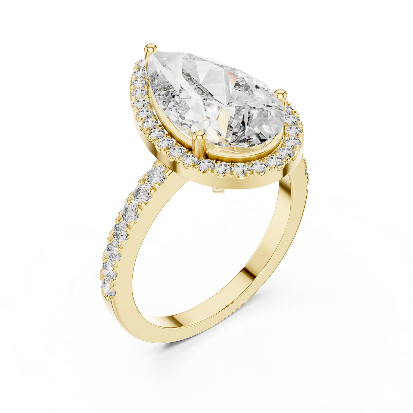 Glamorous 4.47 CTW Pear Cut Halo Diamond Ring