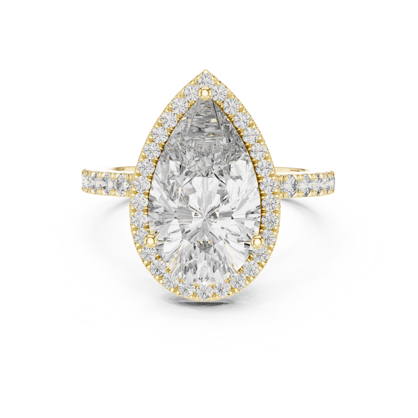 Glamorous 4.47 CTW Pear Cut Halo Diamond Ring