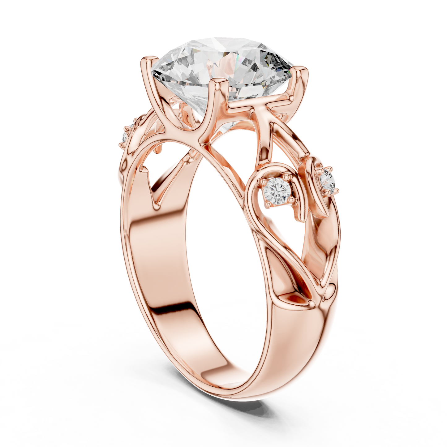 Nature-Inspired Round Diamond Engagement Ring