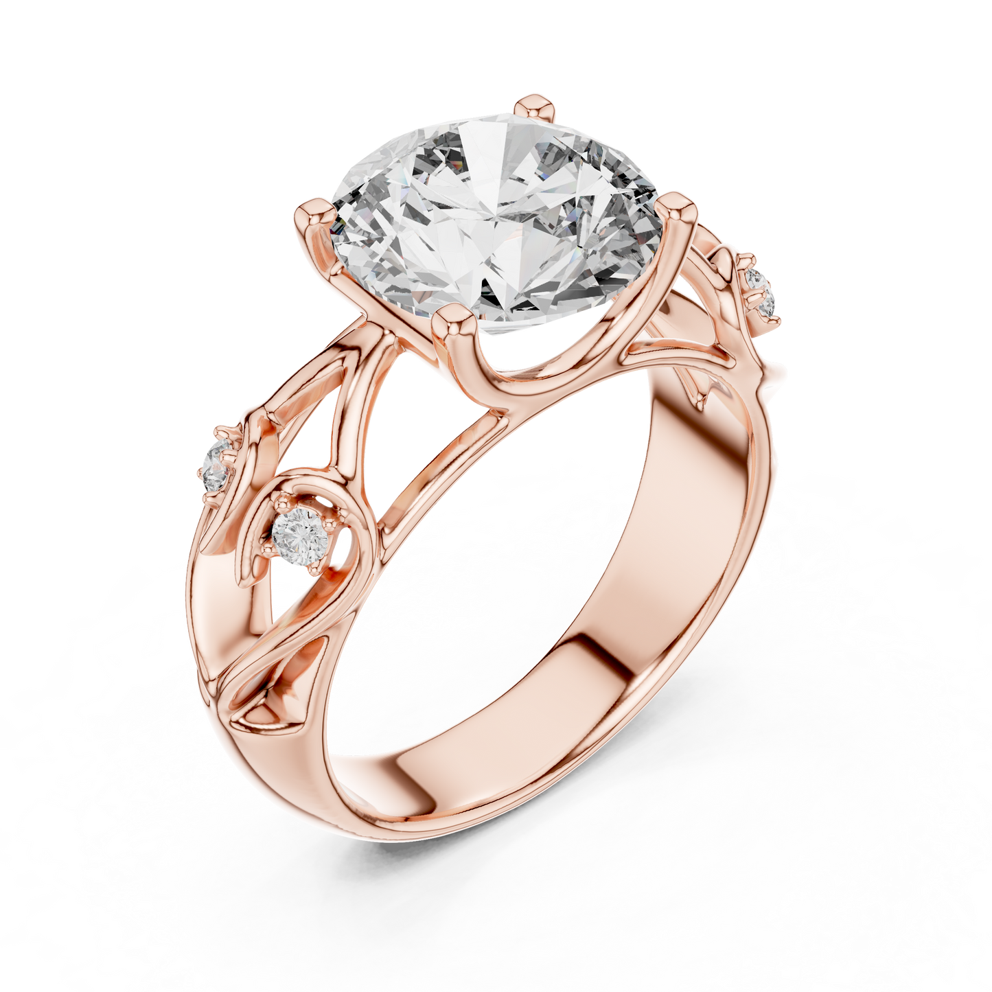 Nature-Inspired Round Diamond Engagement Ring