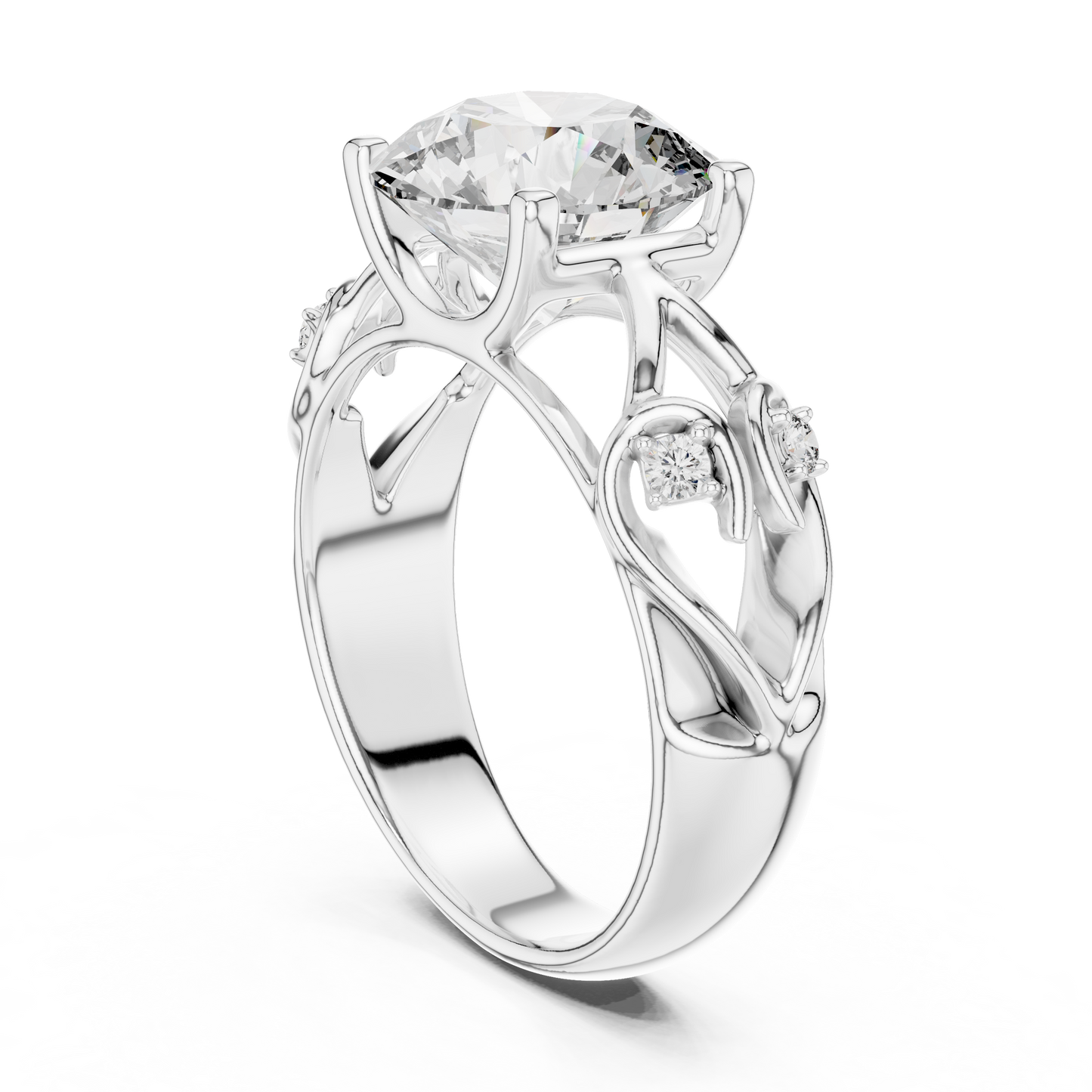 Nature-Inspired Round Diamond Engagement Ring