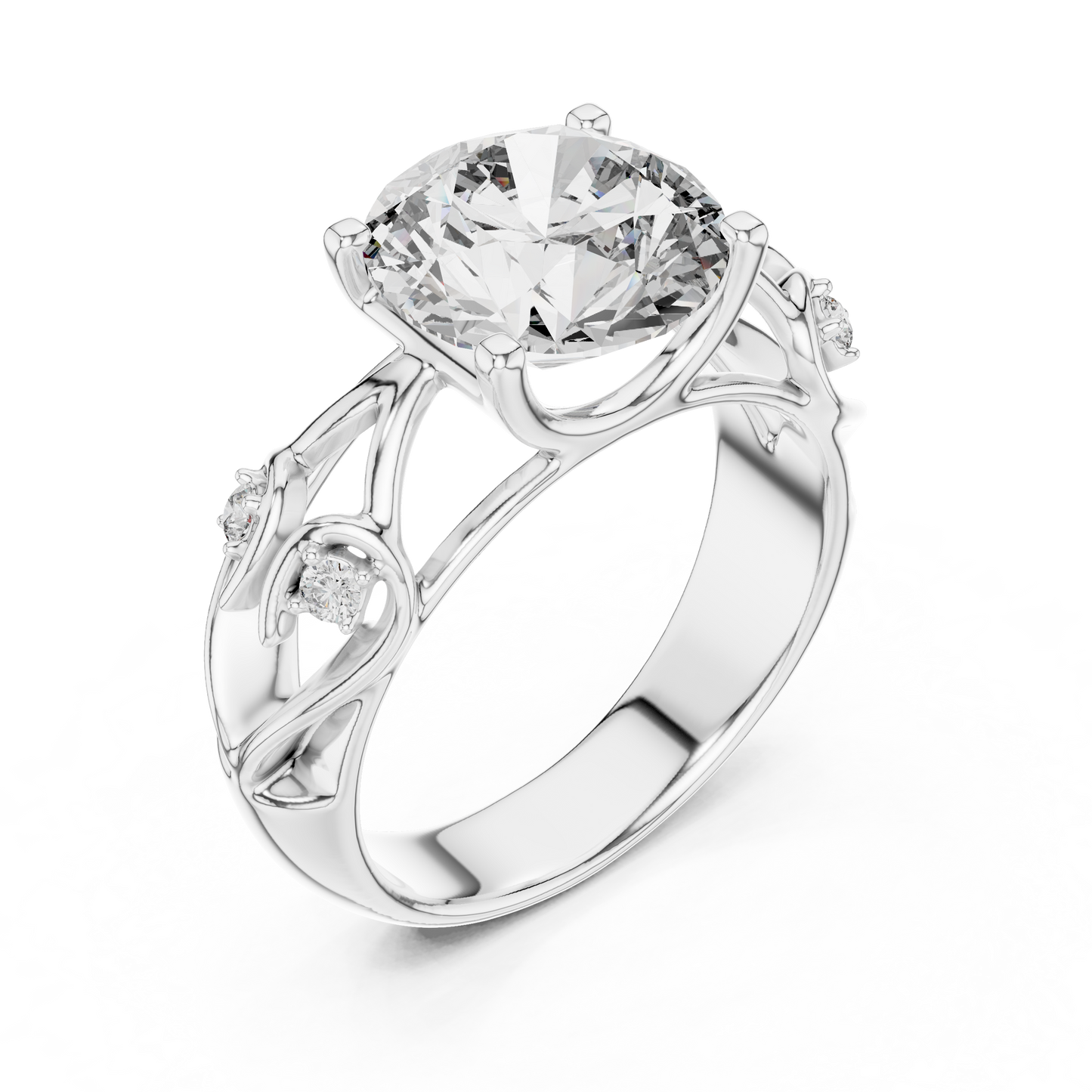 Nature-Inspired Round Diamond Engagement Ring