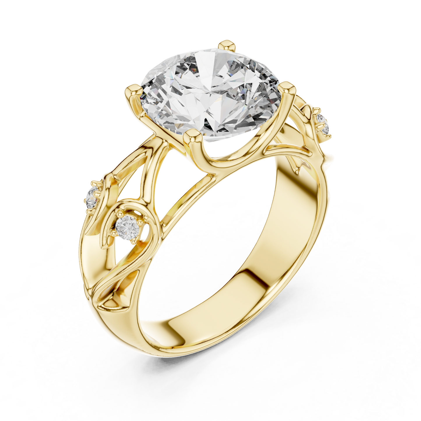 Nature-Inspired Round Diamond Engagement Ring