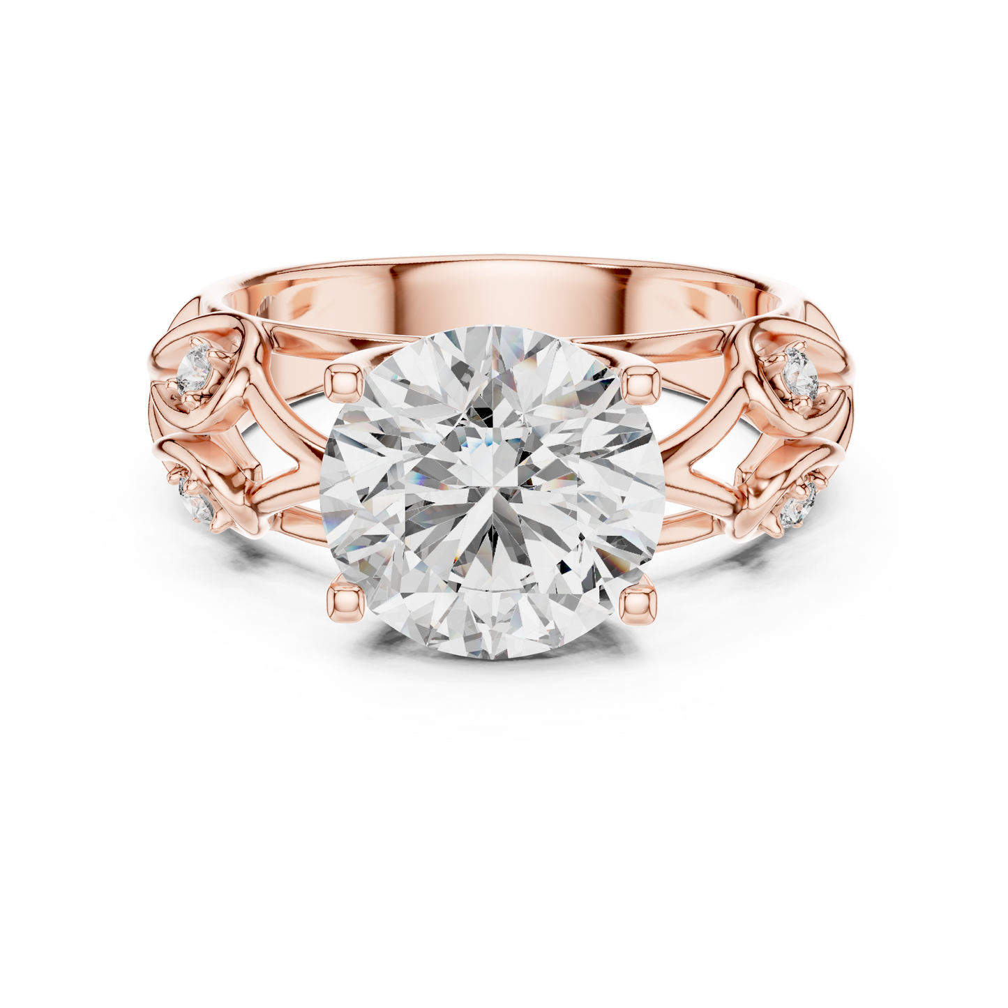Nature-Inspired Round Diamond Engagement Ring