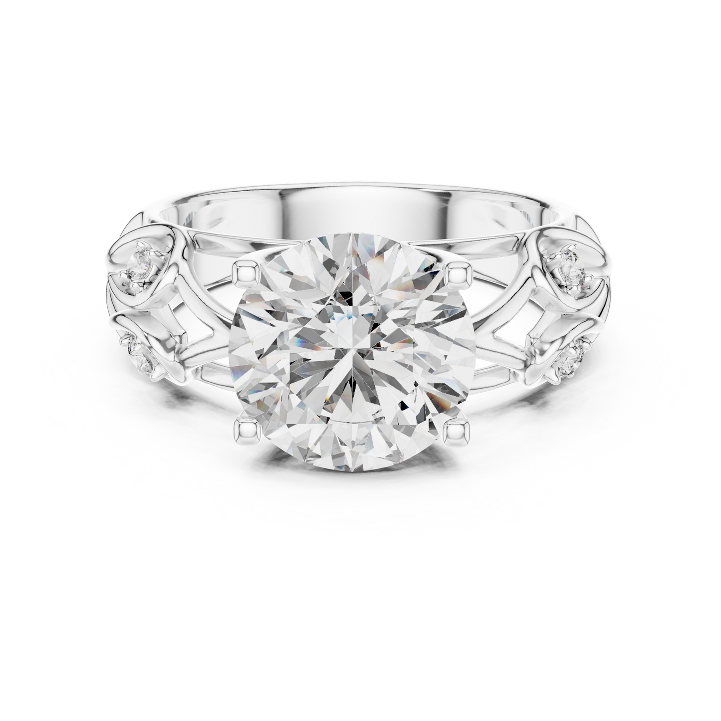 Nature-Inspired Round Diamond Engagement Ring