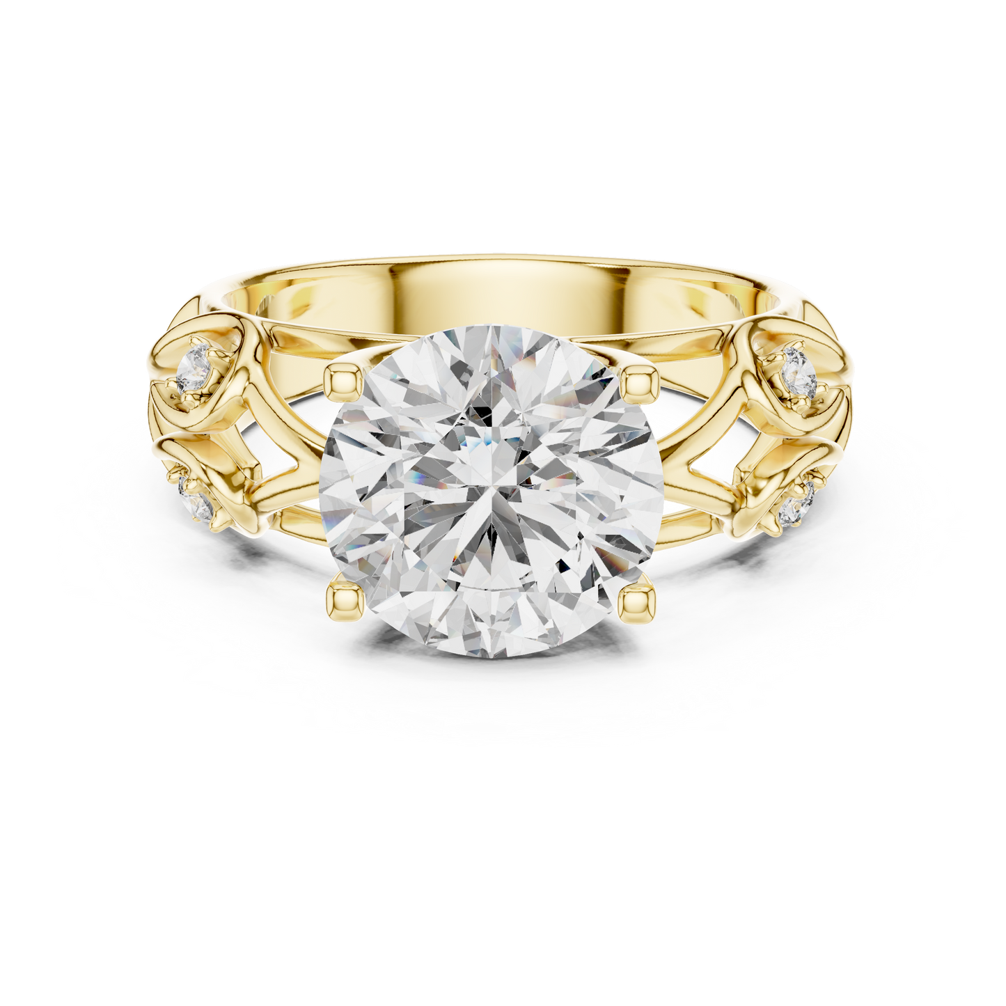 Nature-Inspired Round Diamond Engagement Ring