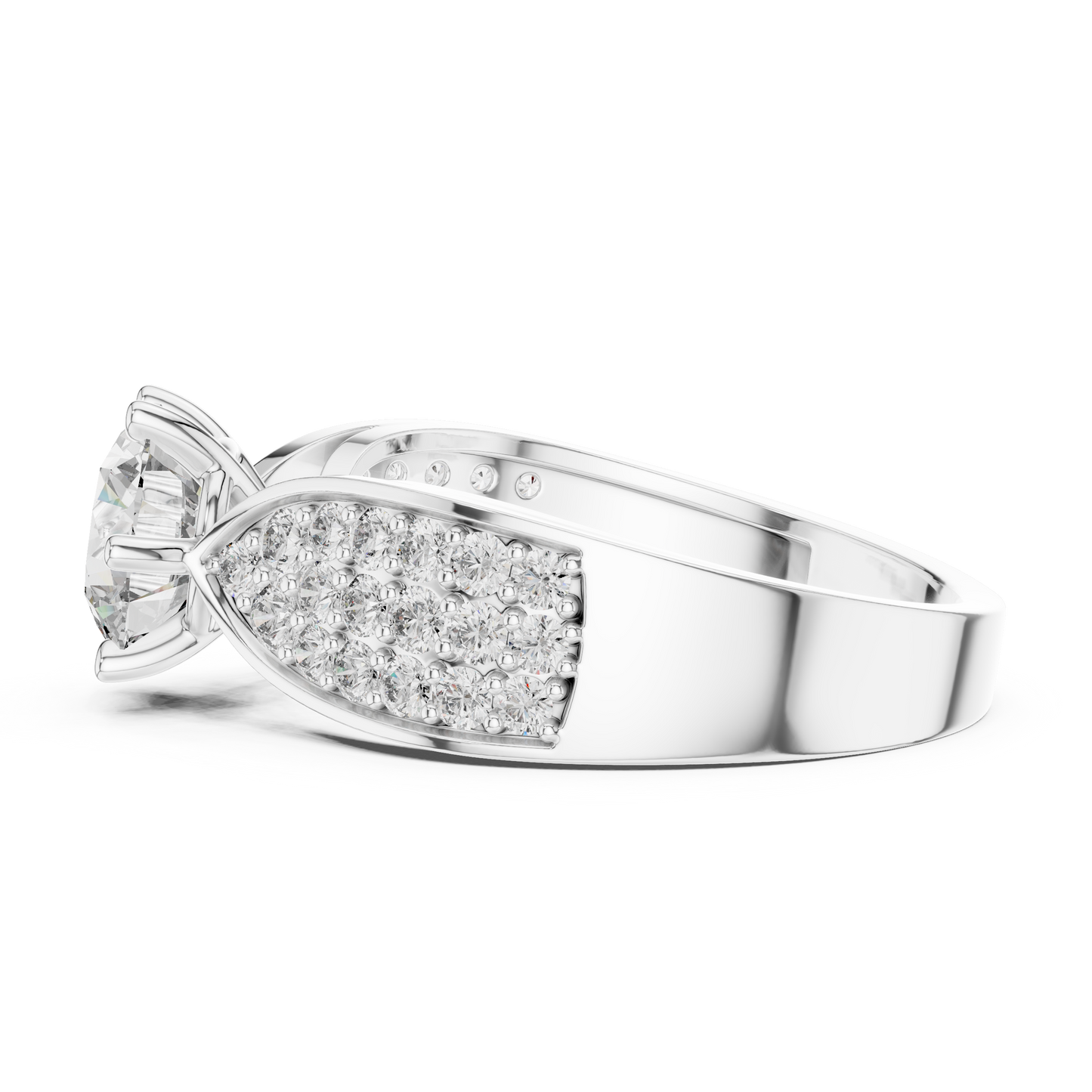Round Diamond Ring with Multi-Row Band