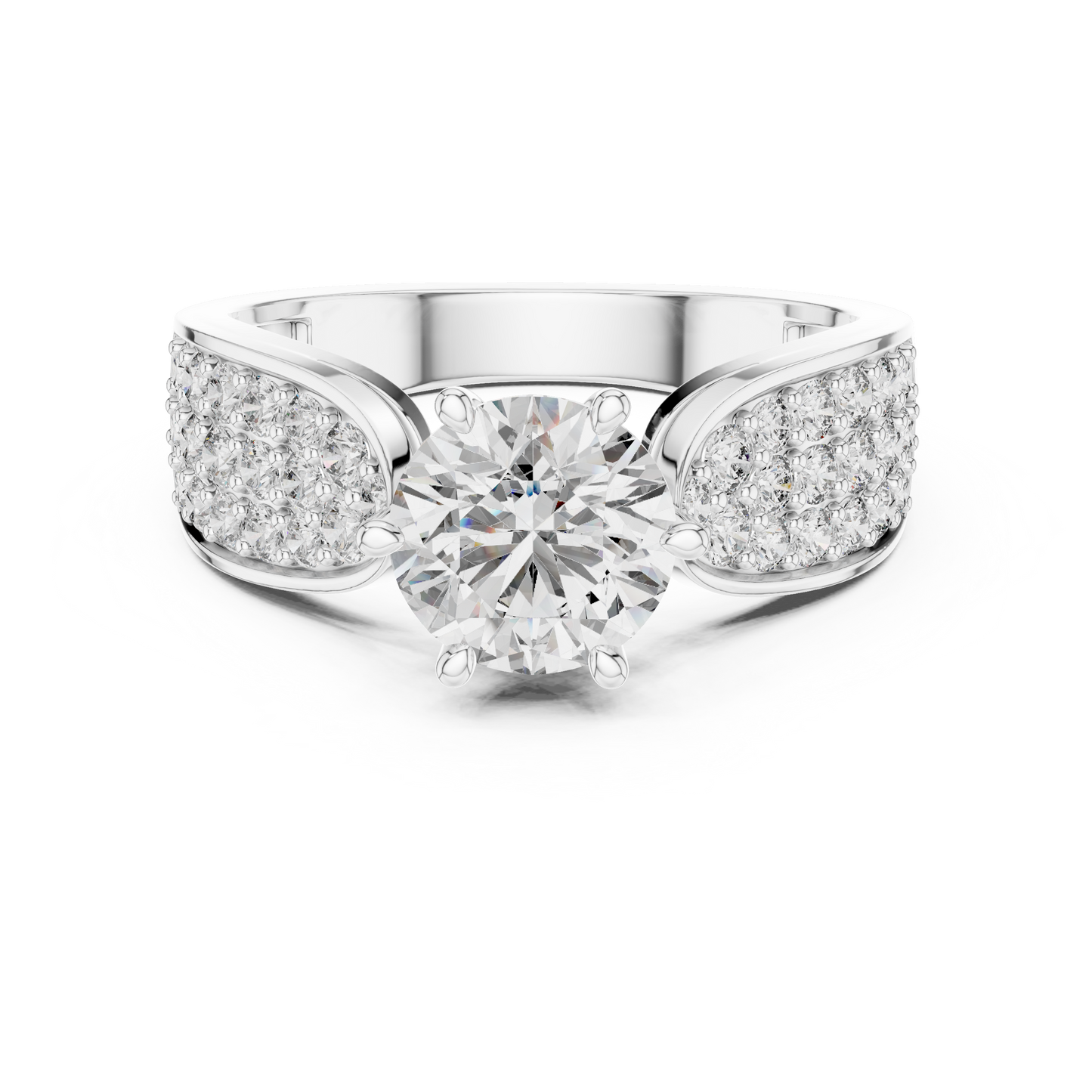 Round Diamond Ring with Multi-Row Band