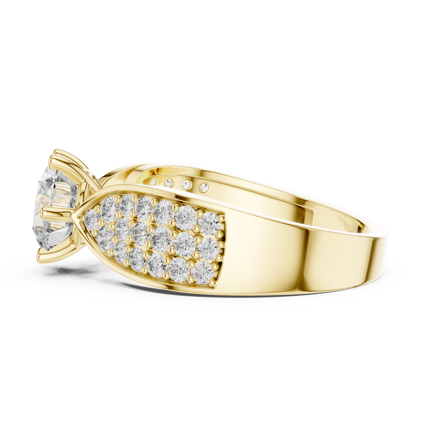 Round Diamond Ring with Multi-Row Band