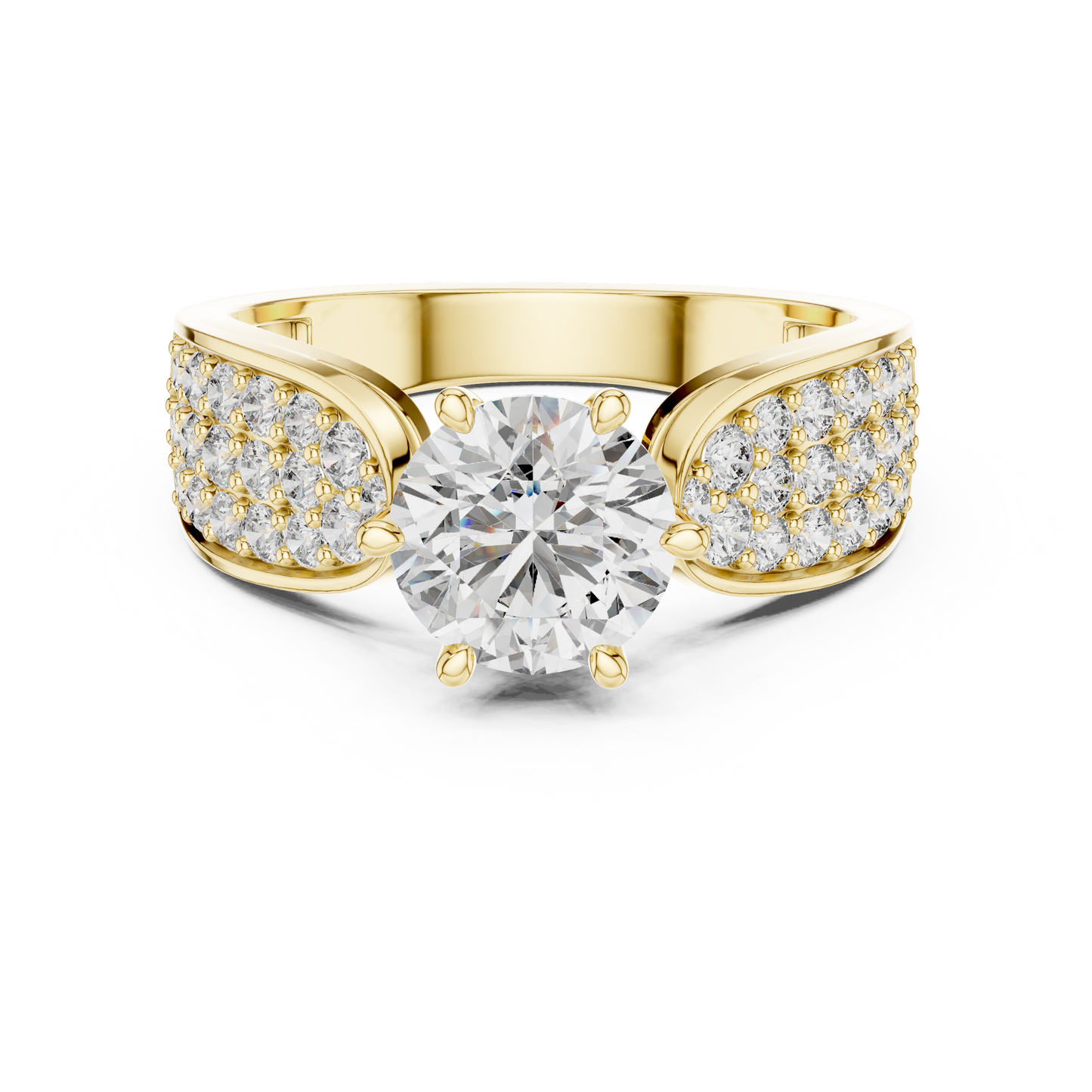 Round Diamond Ring with Multi-Row Band