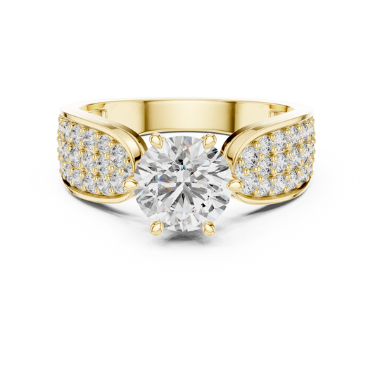 Round Diamond Ring with Multi-Row Band