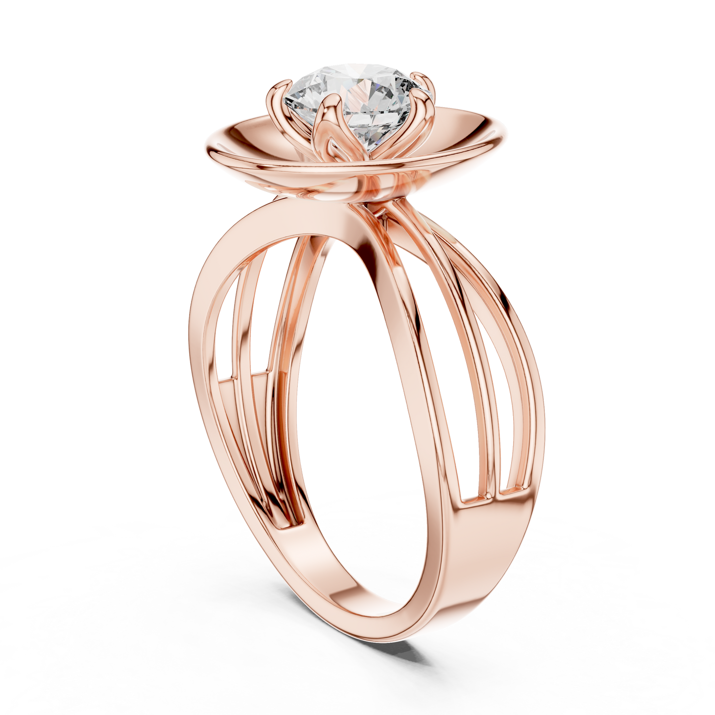 1.00 CTW Round Diamond Modern Metal Halo Solitaire Ring