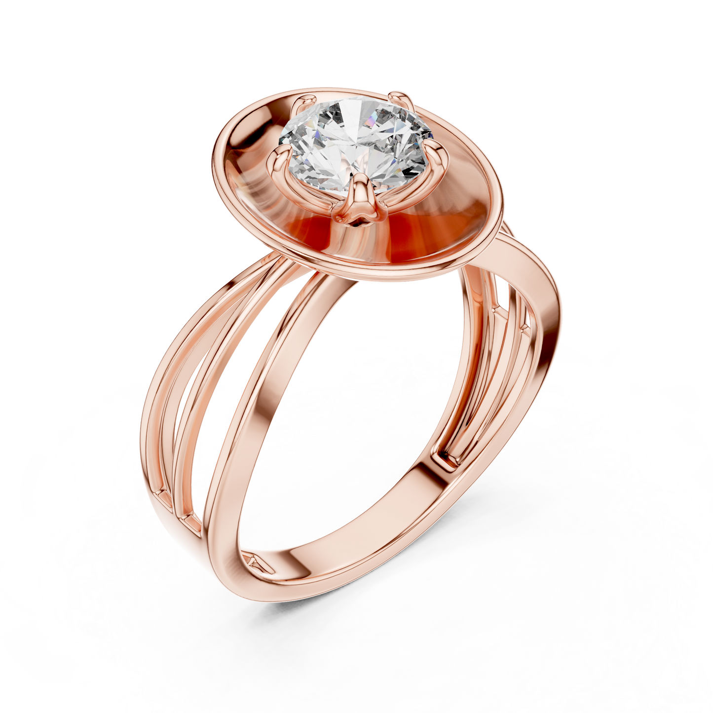 1.00 CTW Round Diamond Modern Metal Halo Solitaire Ring
