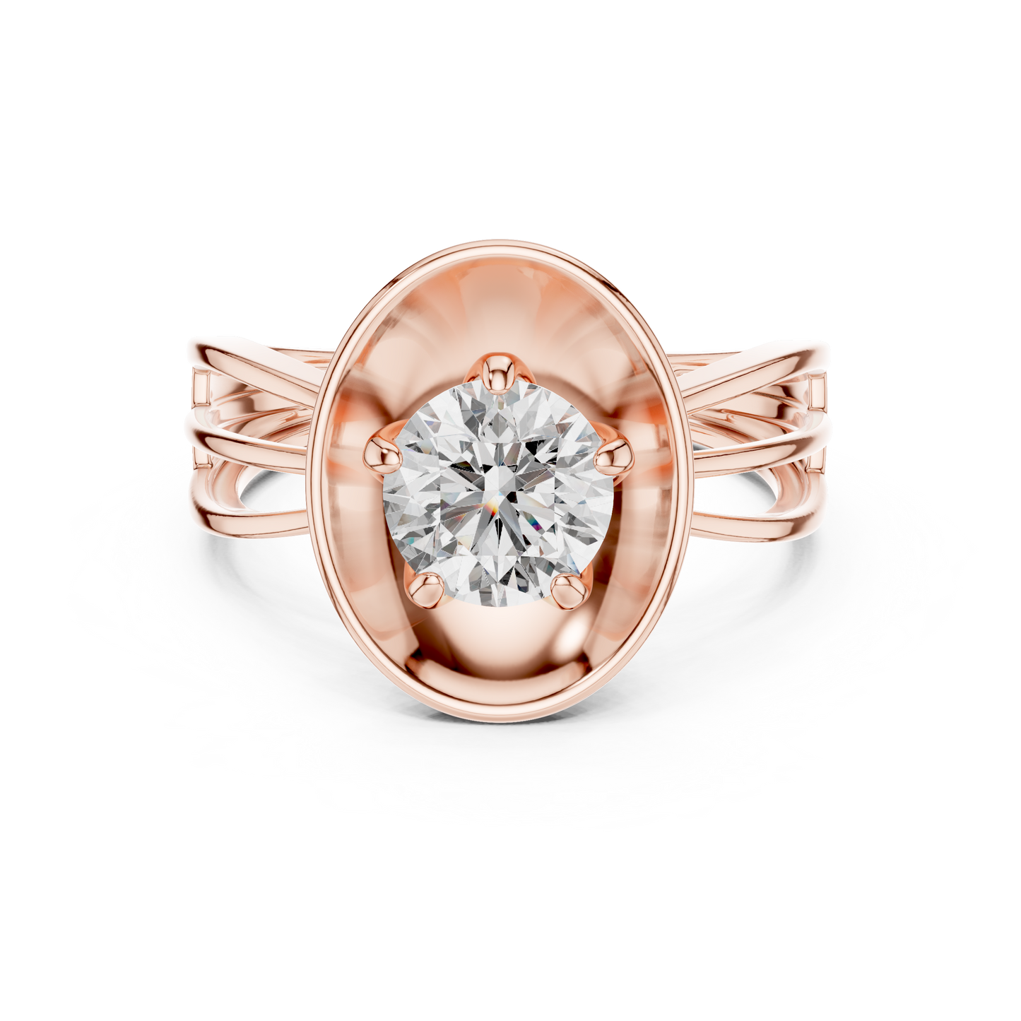 1.00 CTW Round Diamond Modern Metal Halo Solitaire Ring