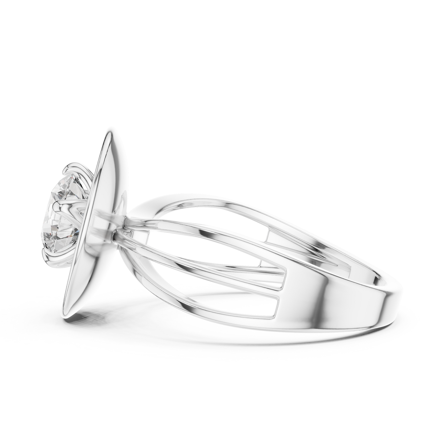 1.00 CTW Round Diamond Modern Metal Halo Solitaire Ring