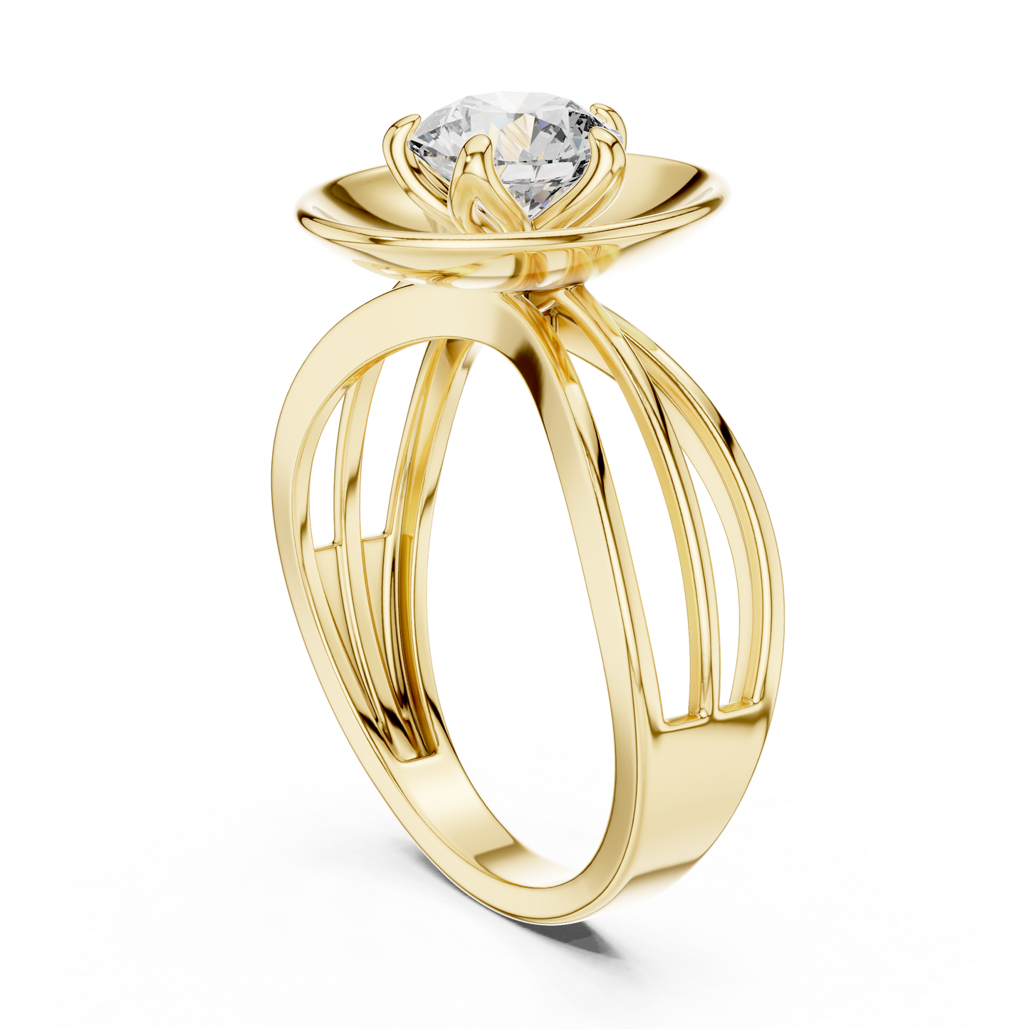1.00 CTW Round Diamond Modern Metal Halo Solitaire Ring