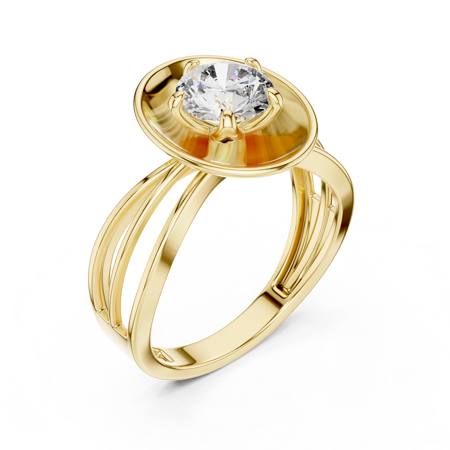 1.00 CTW Round Diamond Modern Metal Halo Solitaire Ring