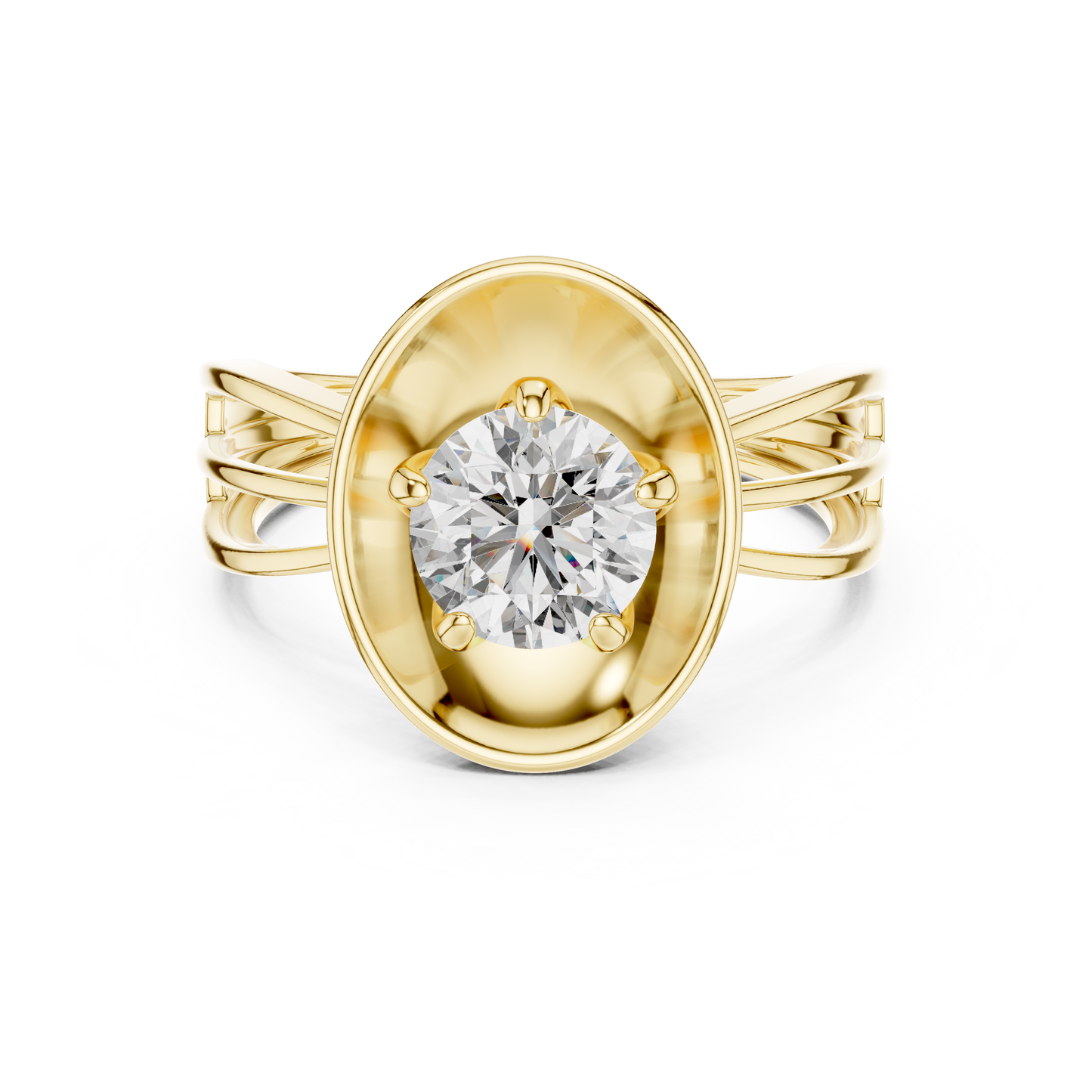 1.00 CTW Round Diamond Modern Metal Halo Solitaire Ring